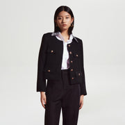 Veste courte en laine et à boutons dorés