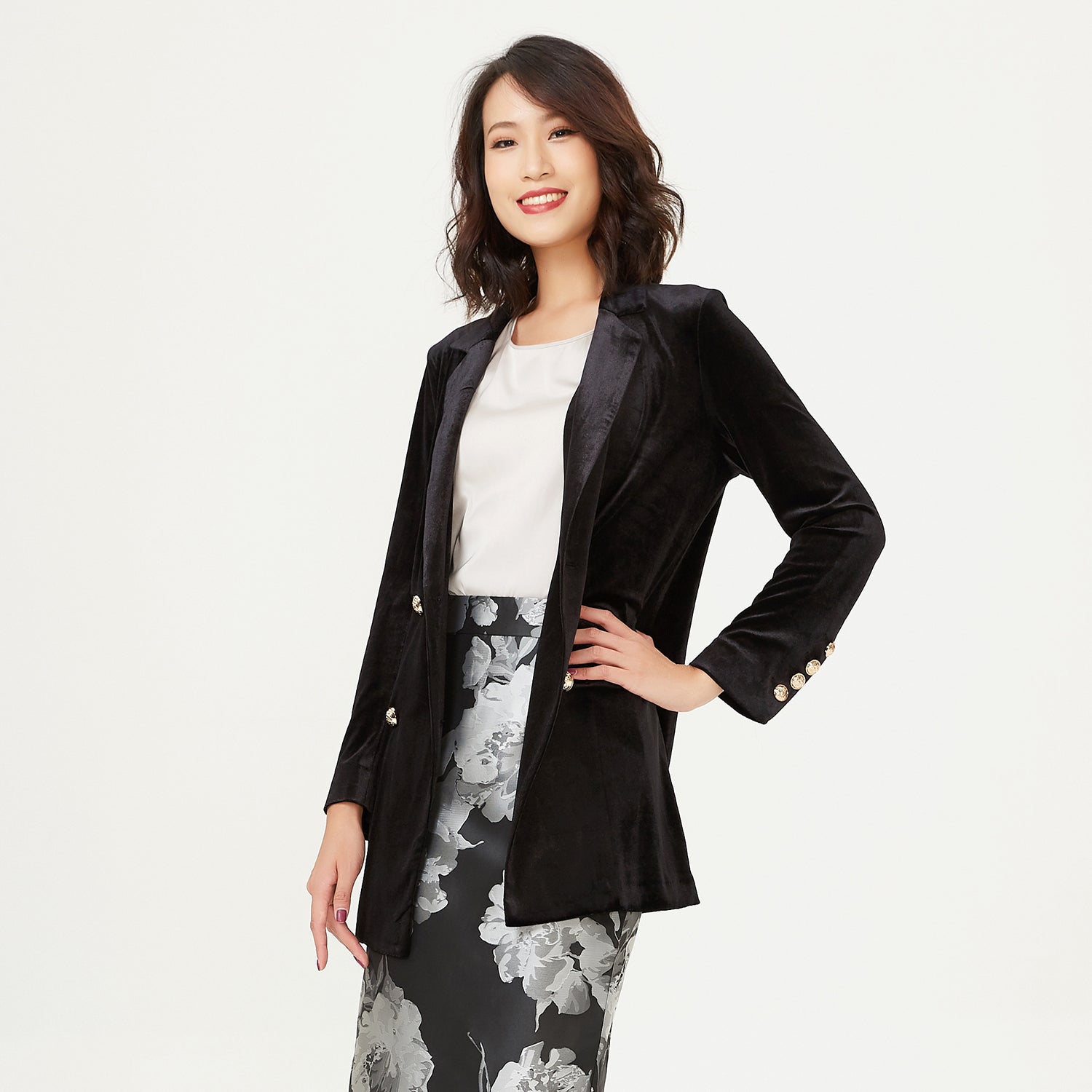 Veste velours double boutonnage