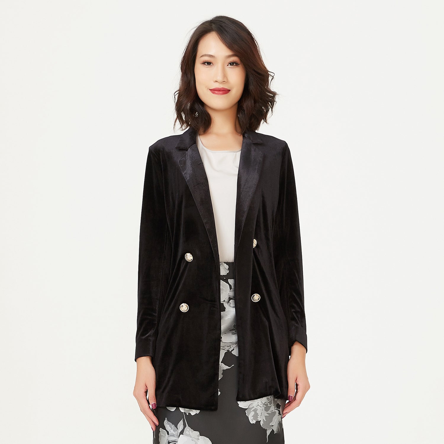 Veste velours double boutonnage