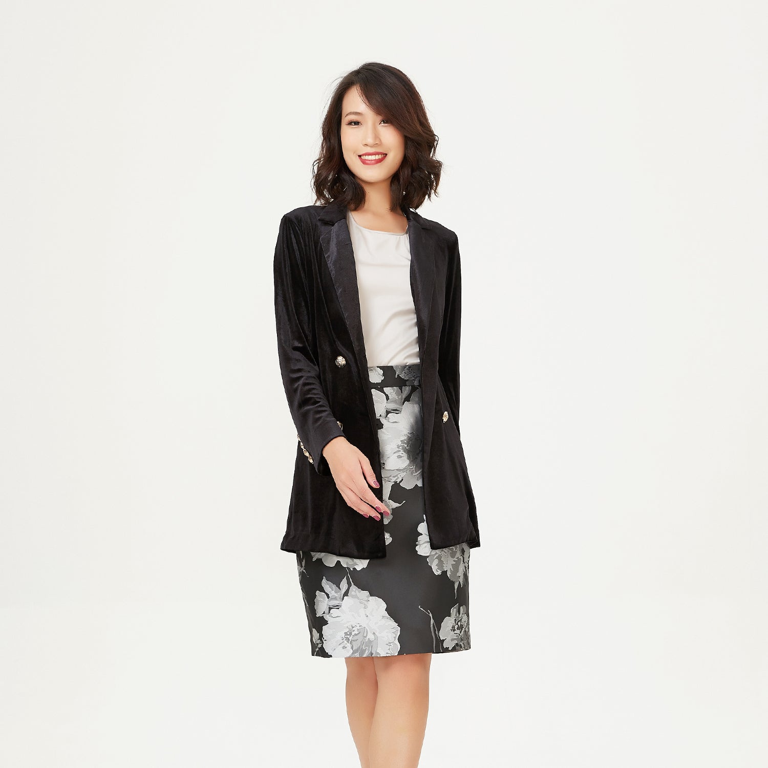 Veste velours double boutonnage