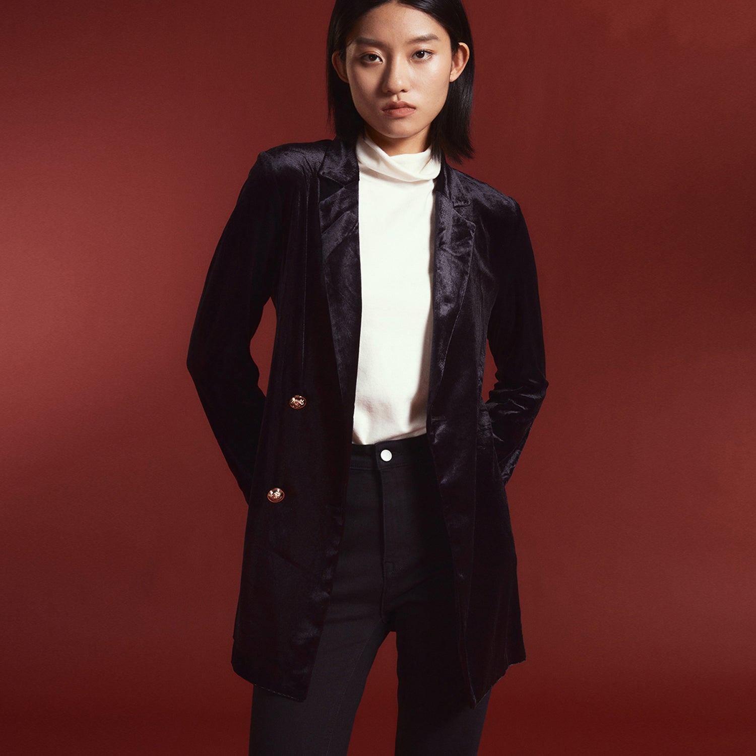 Veste velours double boutonnage