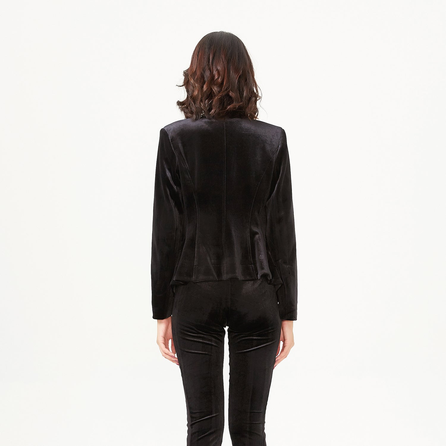 Veste en velours à encolure plate