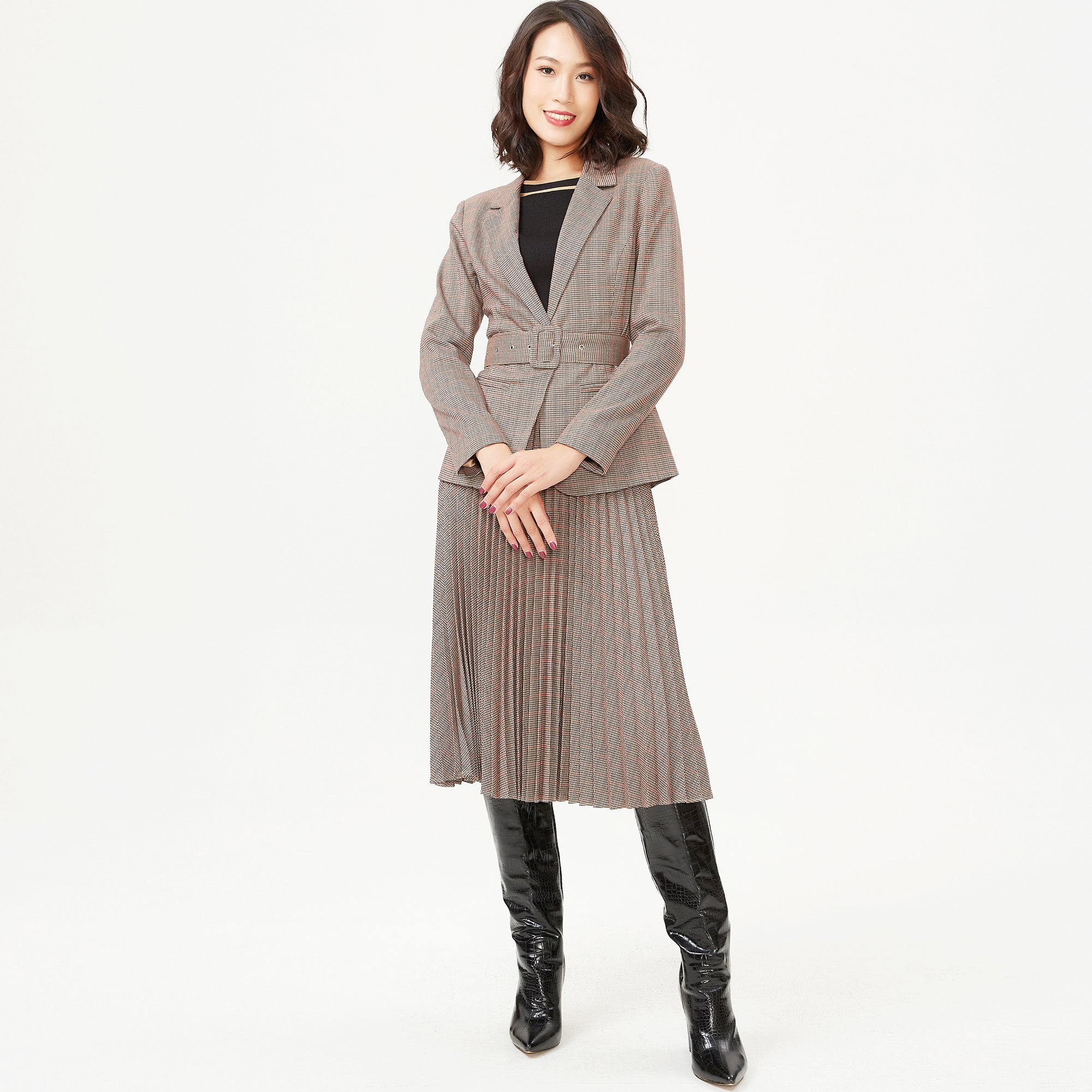 Veste tailleur à motif Prince de Galles