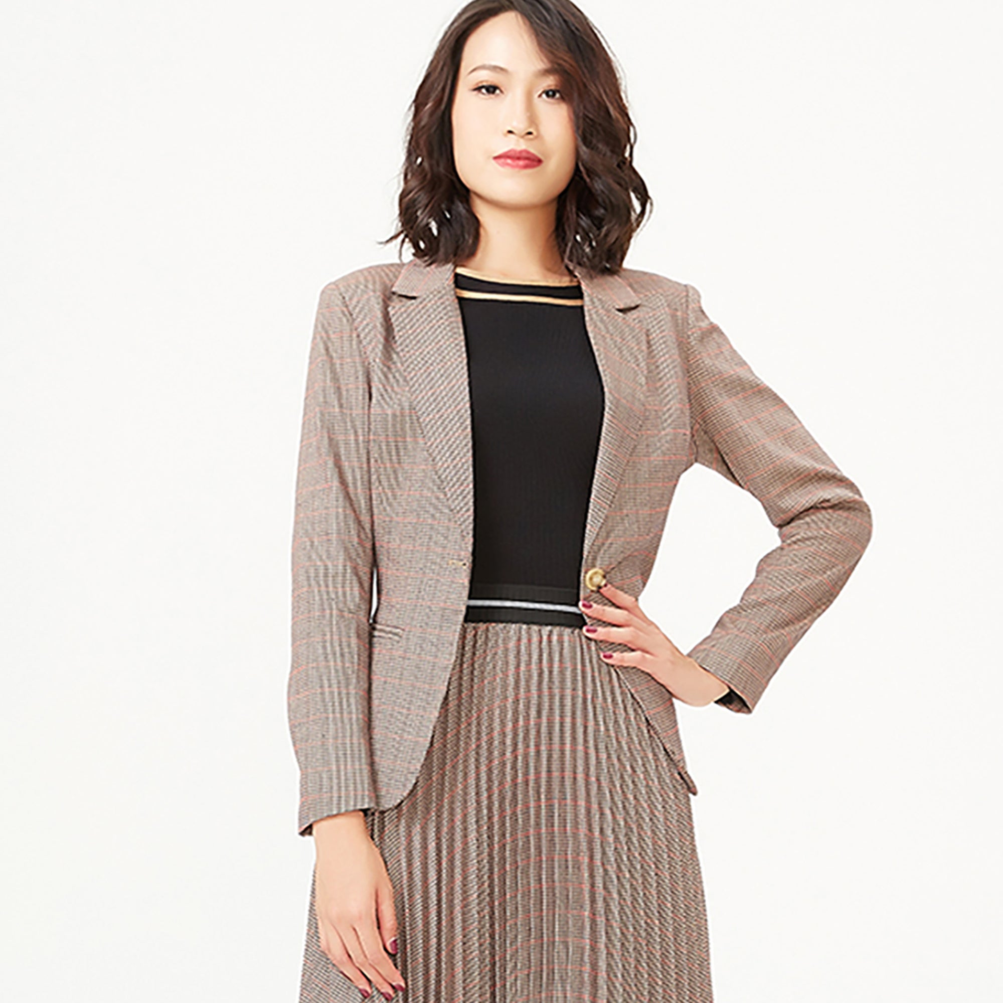 Veste tailleur à motif Prince de Galles