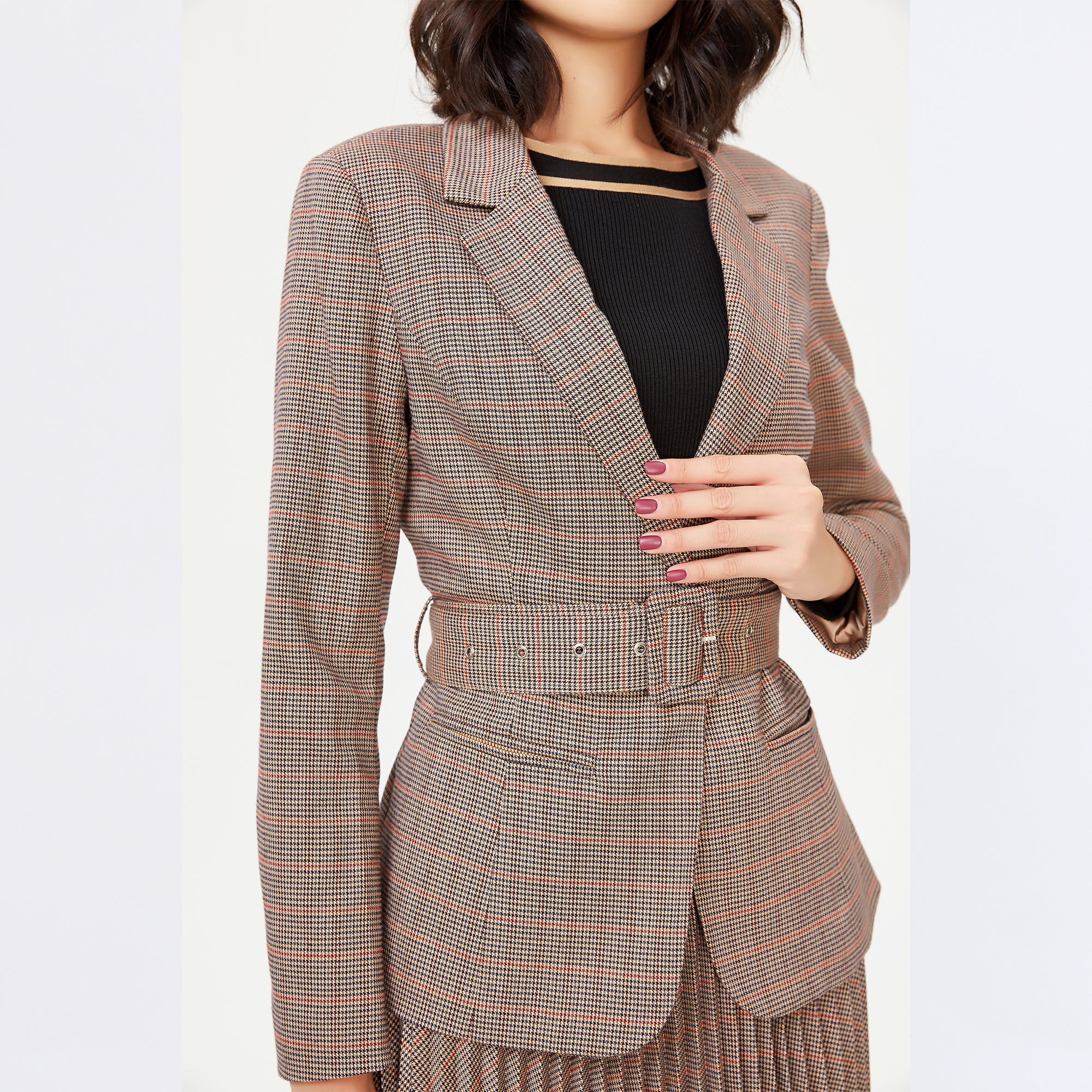 Veste tailleur à motif Prince de Galles