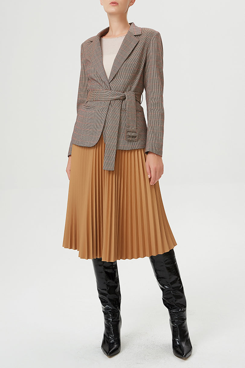 Jupe plissée et taille élastique contrastée