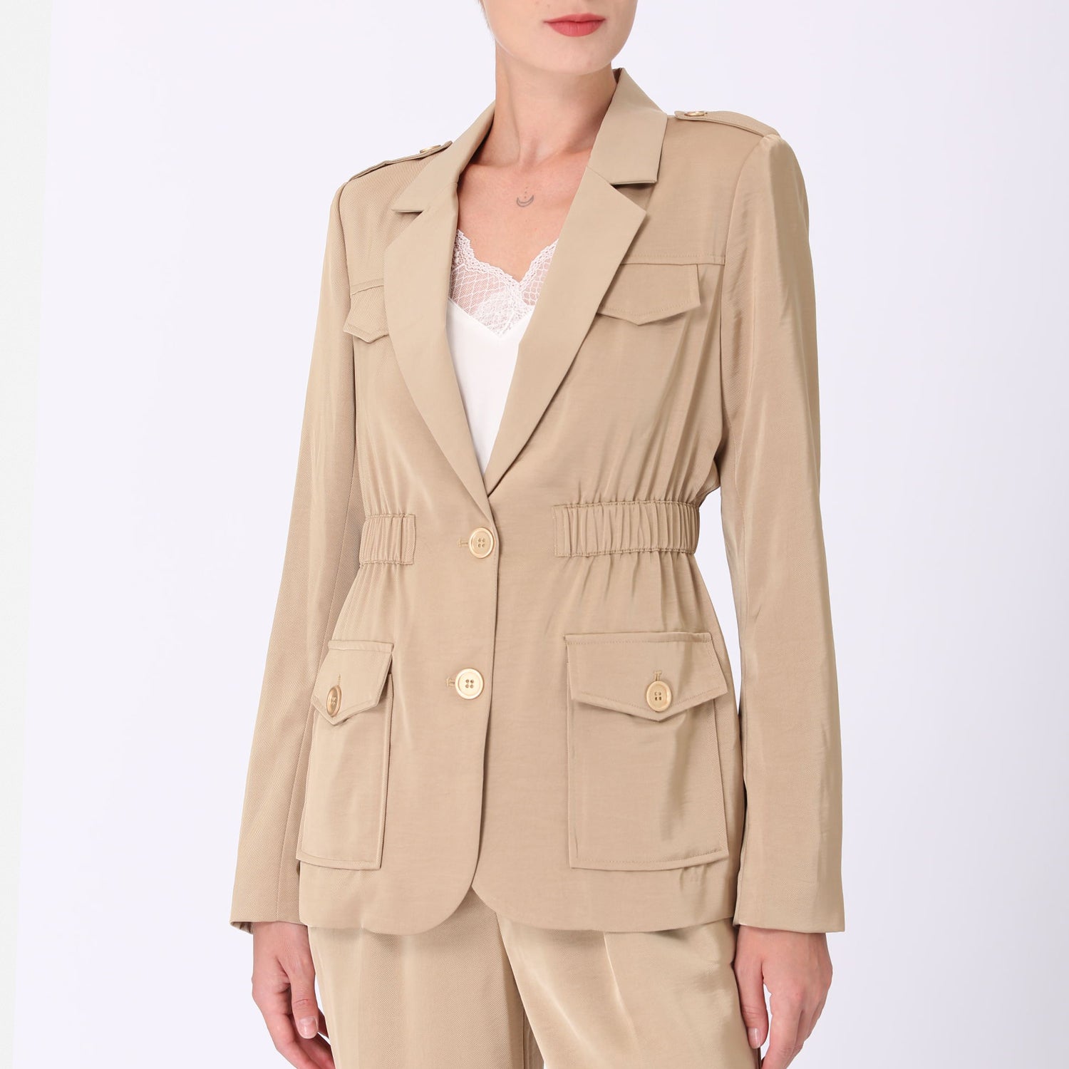 Blazer saharienne taille froncée