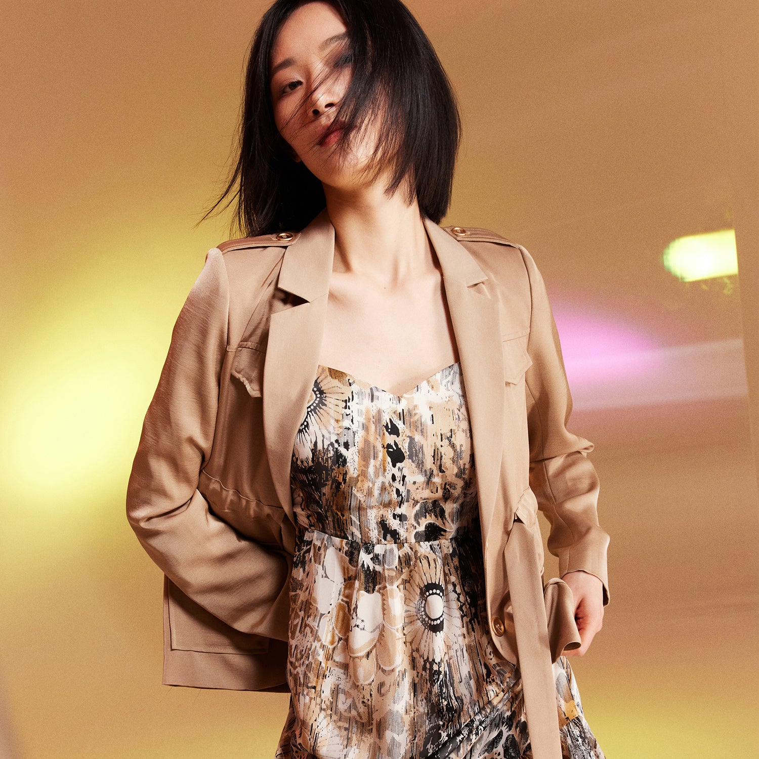 Blazer saharienne taille froncée