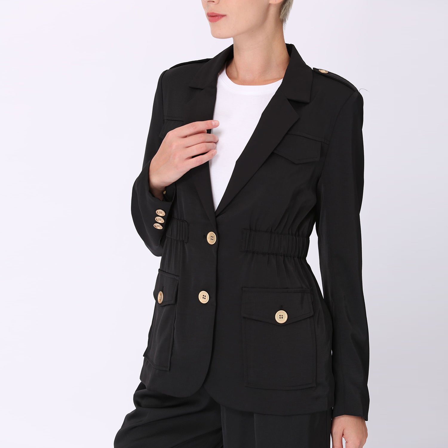 Blazer saharienne taille froncée