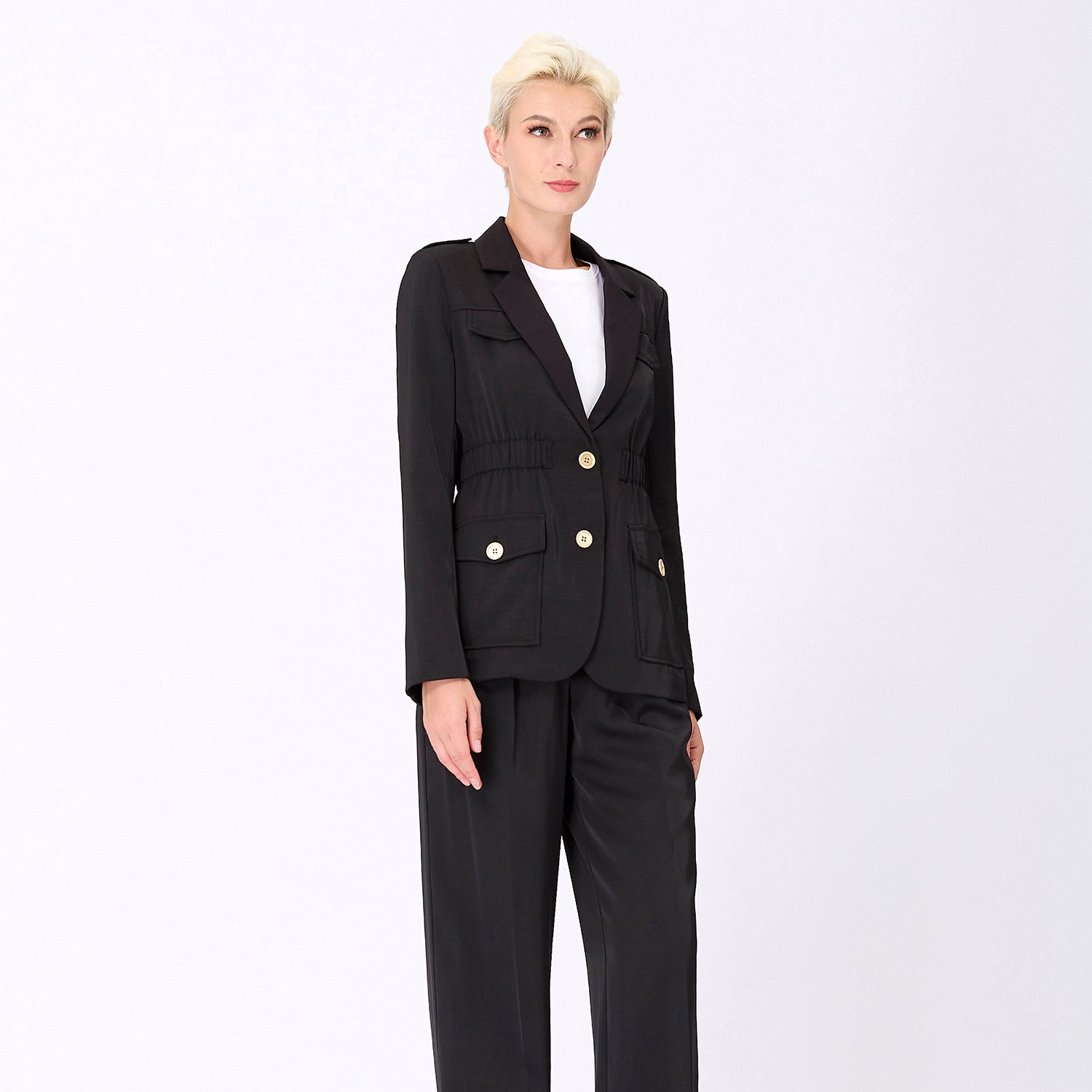 Blazer saharienne taille froncée