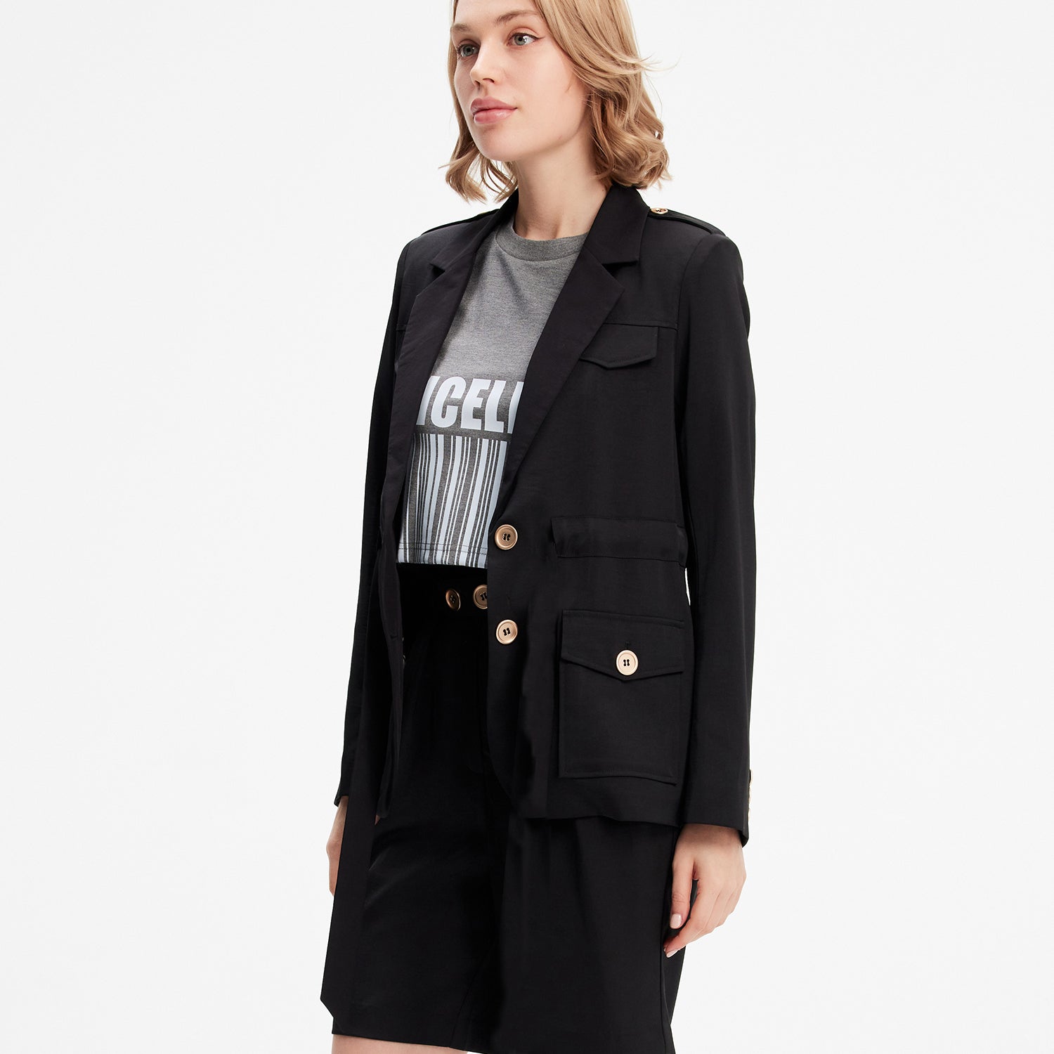 Blazer saharienne taille froncée
