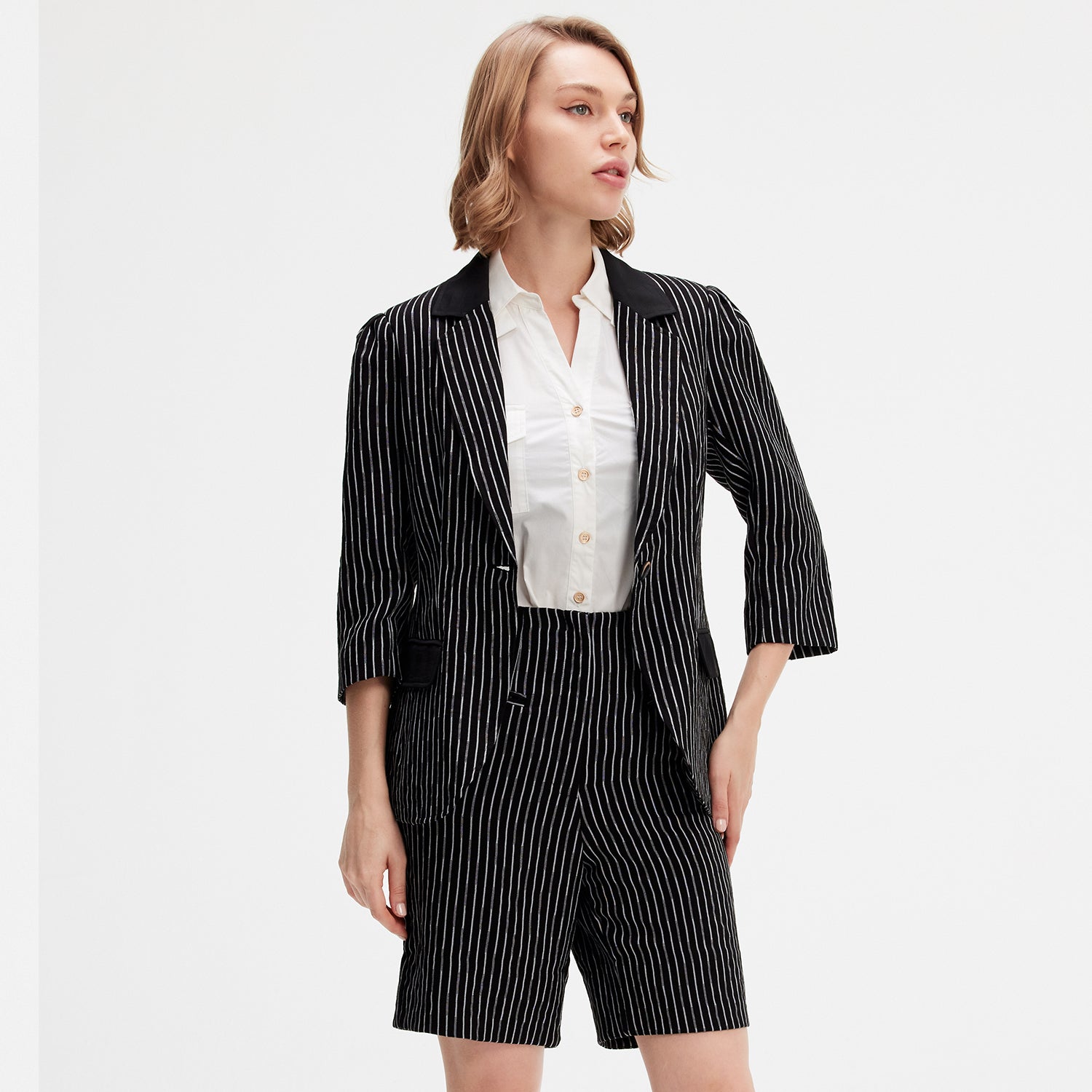 Veste bi-matière à rayure