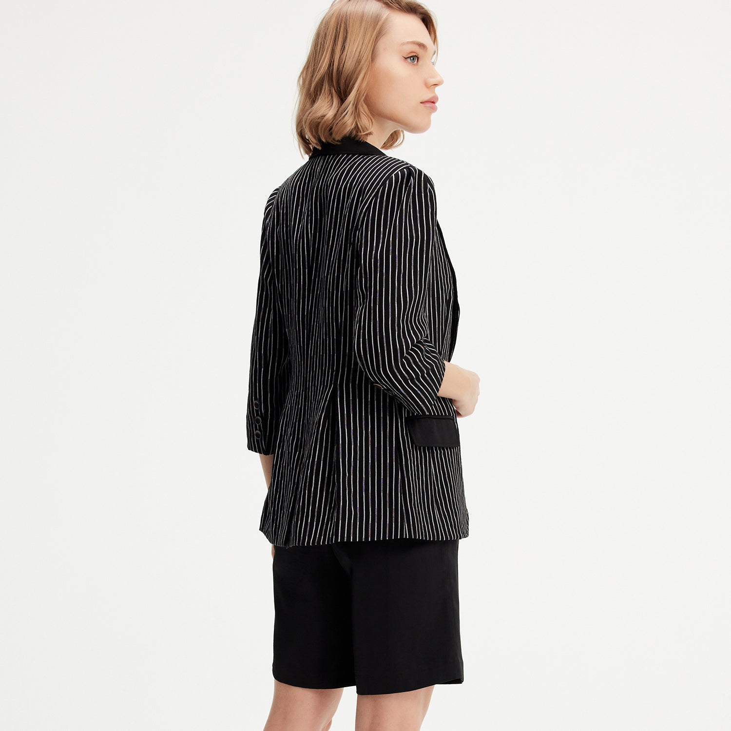Veste bi-matière à rayure
