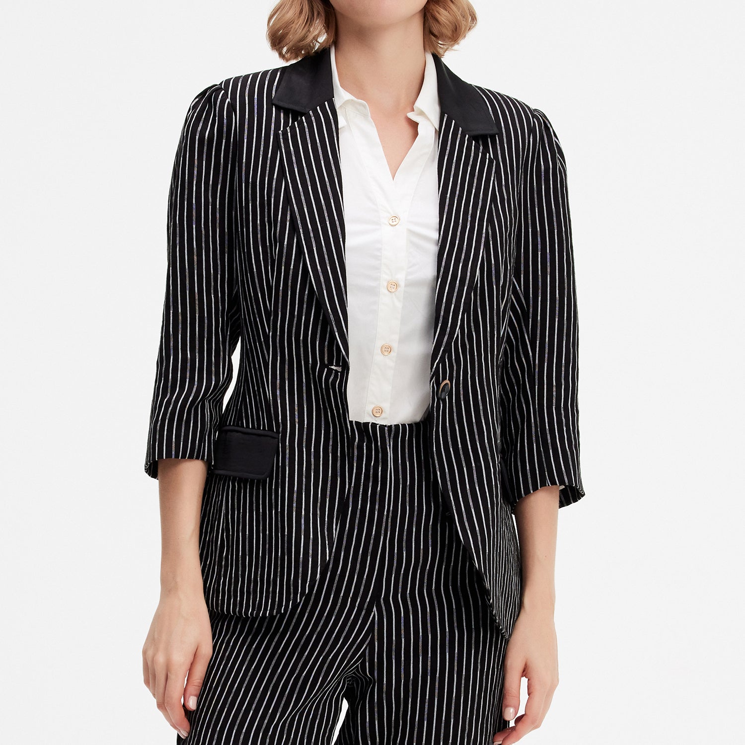Veste bi-matière à rayure