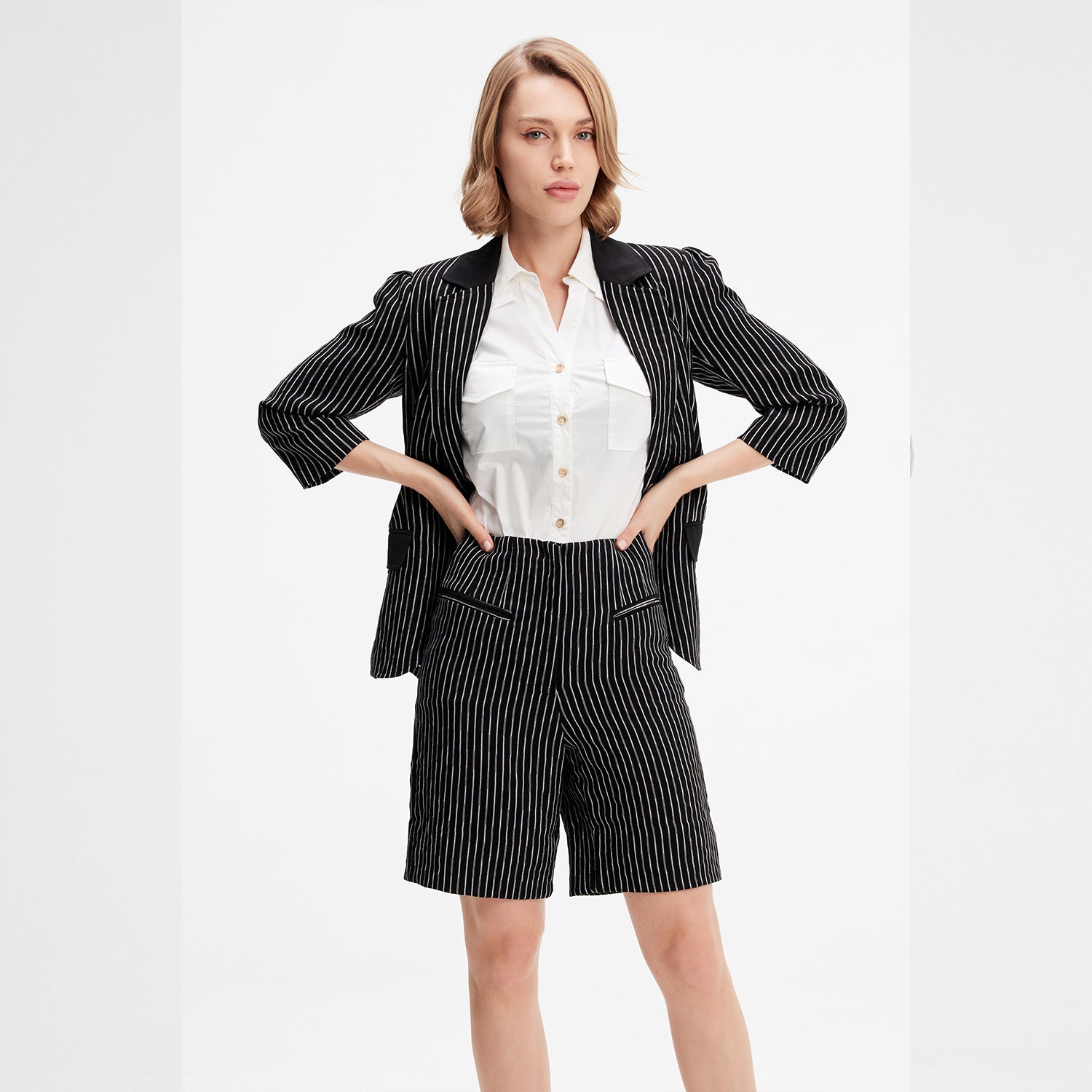 Veste bi-matière à rayure