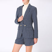 Veste motif carreaux à patte boutonnée