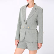 Veste motif pied-de-poule à patte boutonnée