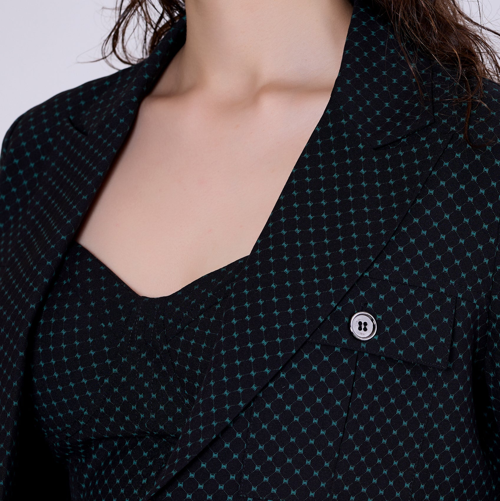 Veste courte à imprimé mini pois