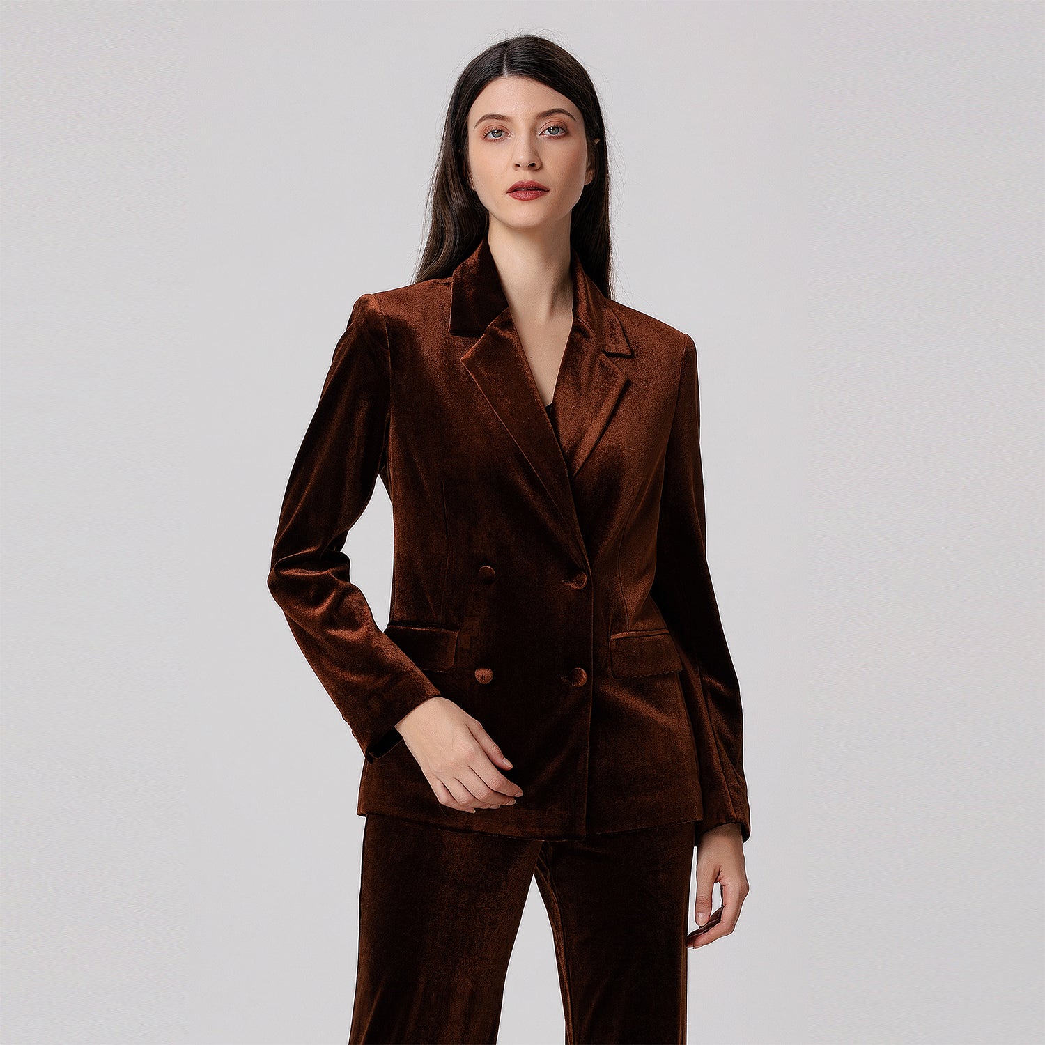 Blazer en velours à double boutonnage