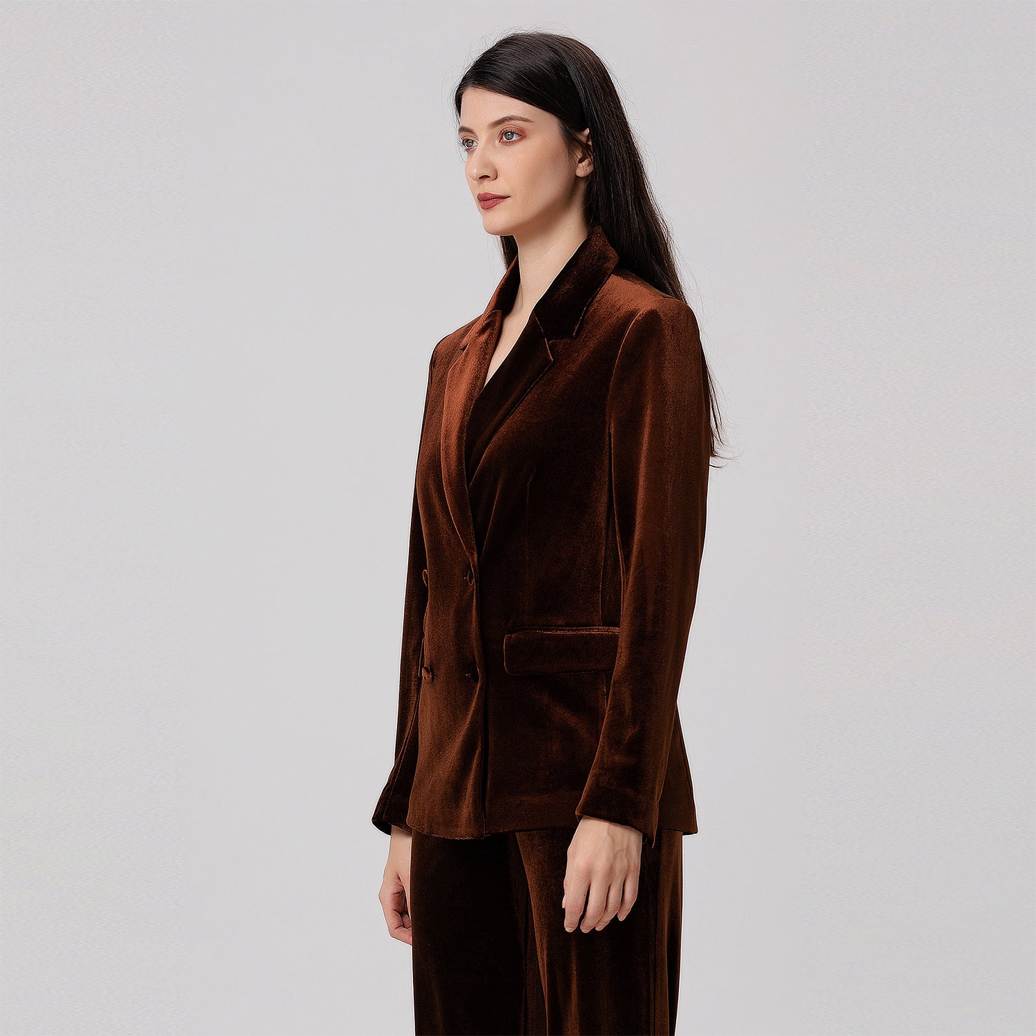 Blazer en velours à double boutonnage