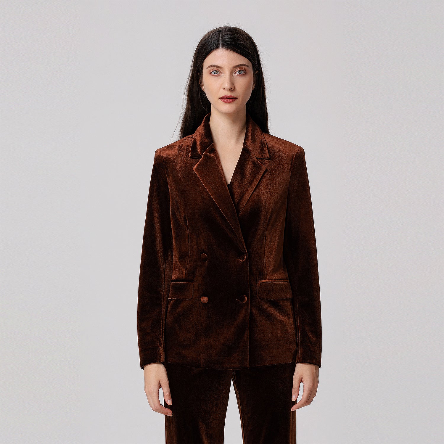 Blazer en velours à double boutonnage