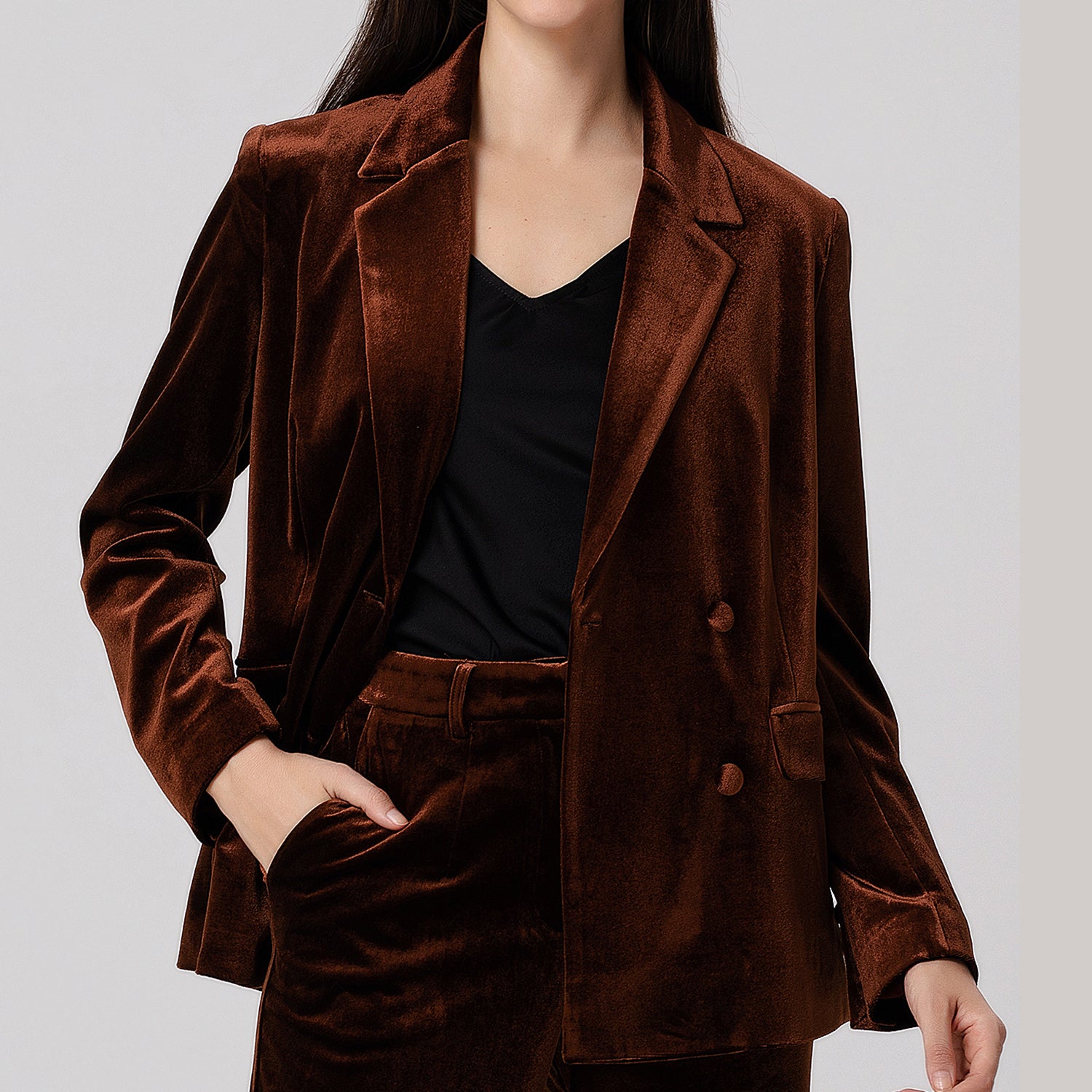 Blazer en velours à double boutonnage