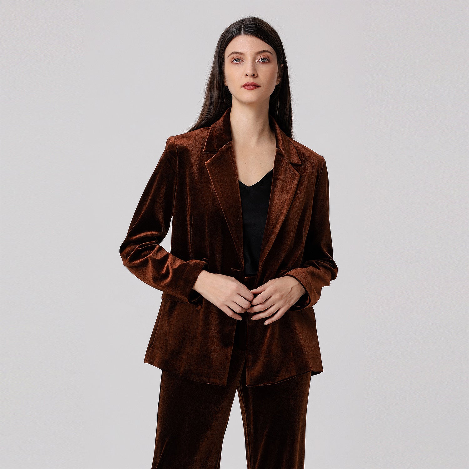 Blazer en velours à double boutonnage