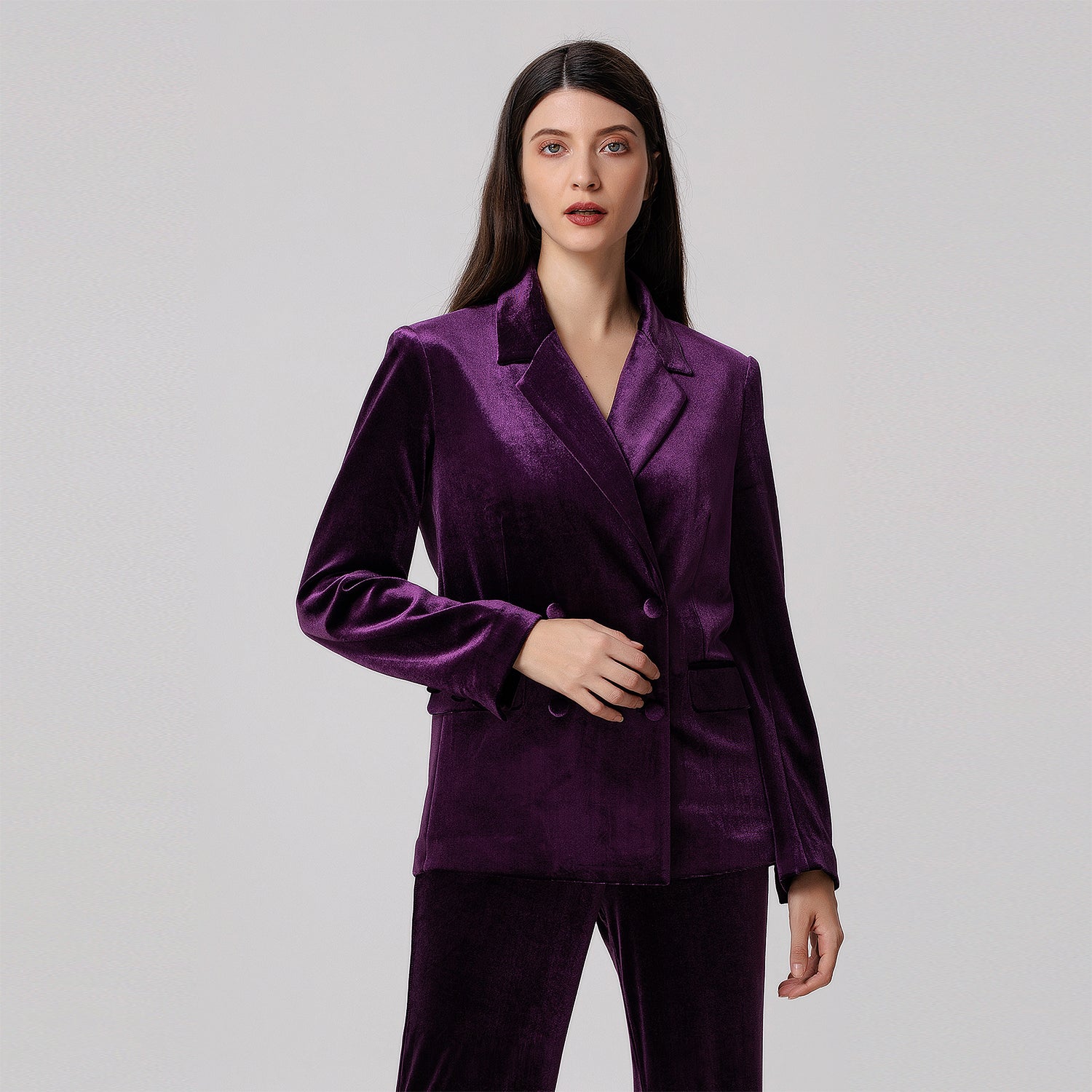 Blazer en velours à double boutonnage