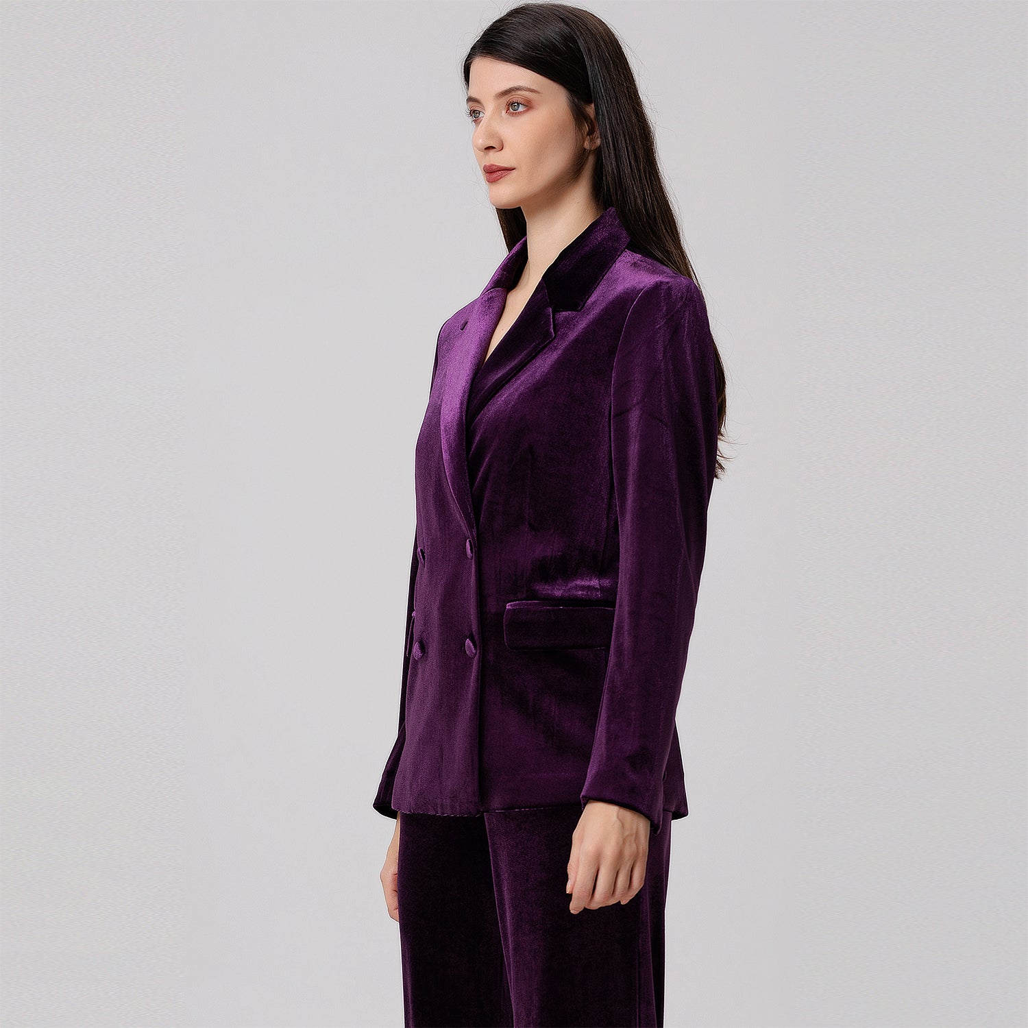 Blazer en velours à double boutonnage