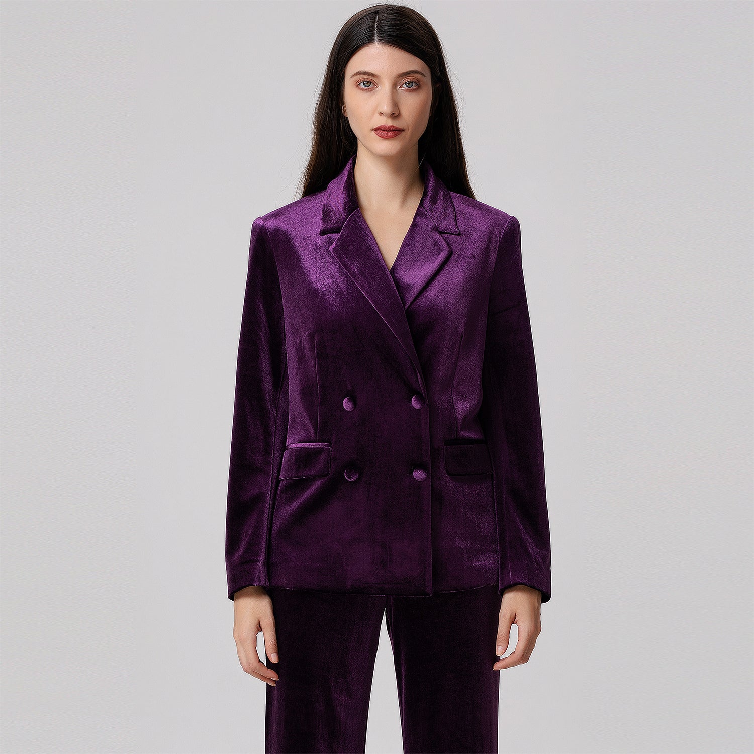Blazer en velours à double boutonnage
