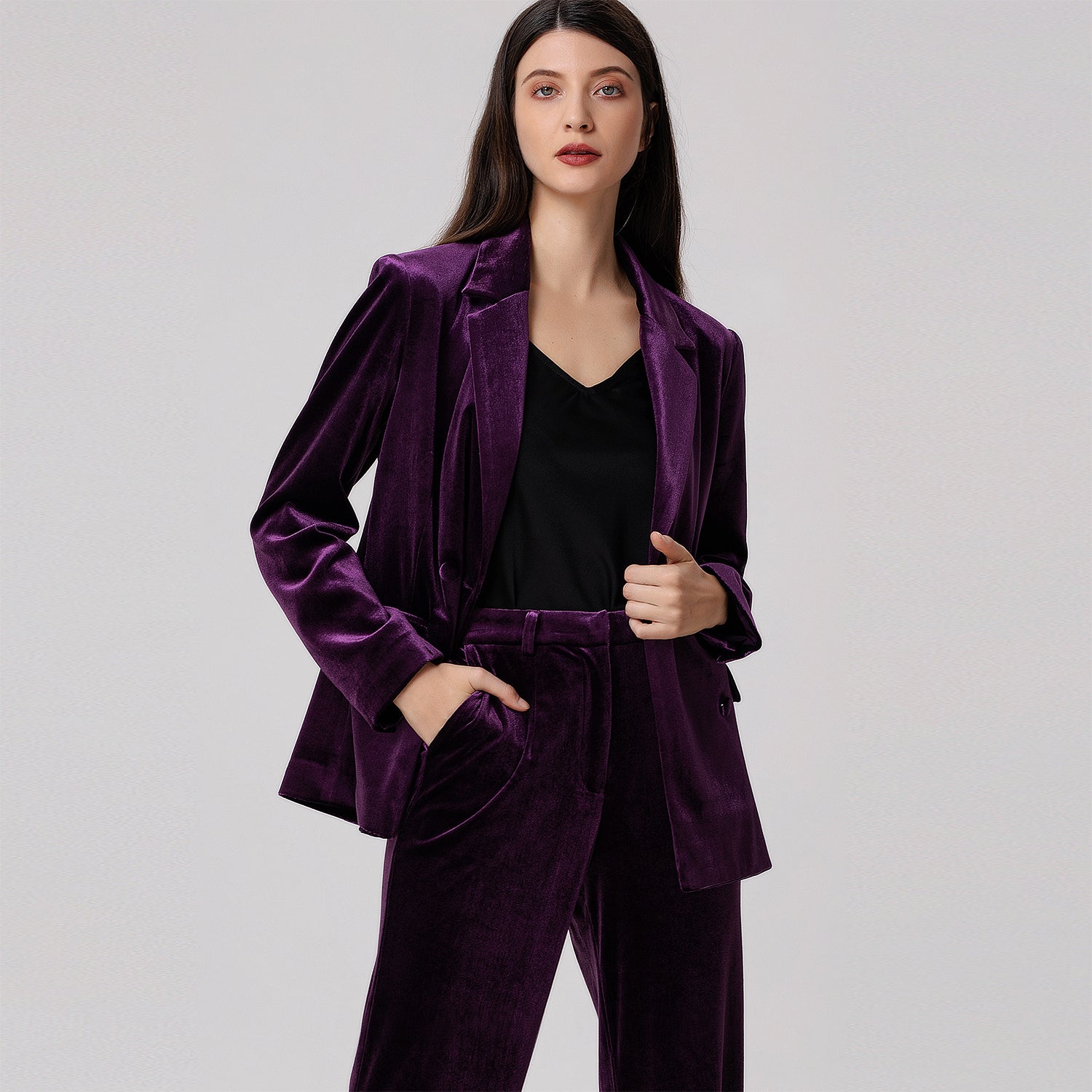 Blazer en velours à double boutonnage