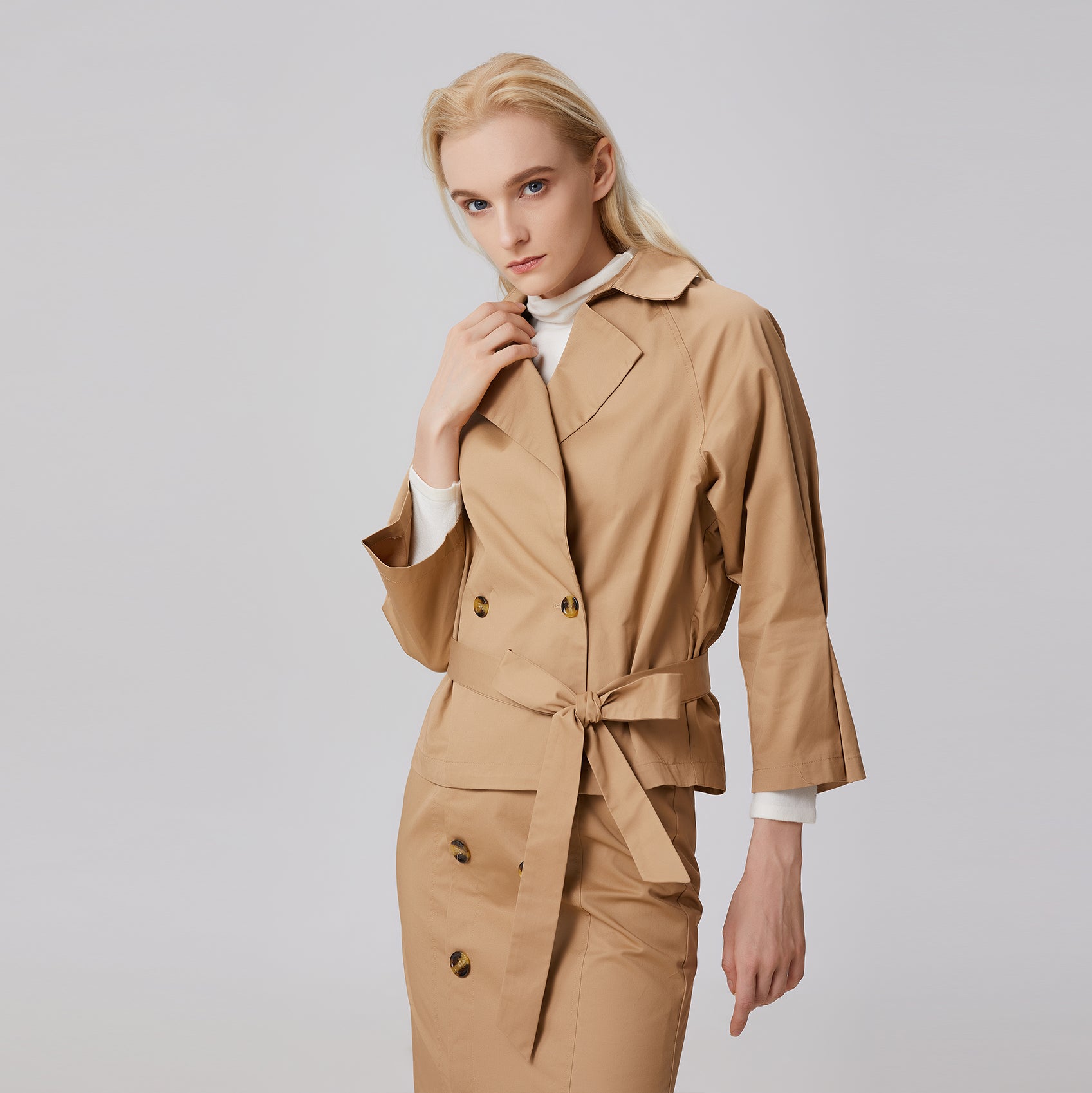 Veste trench en coton à double boutonnage