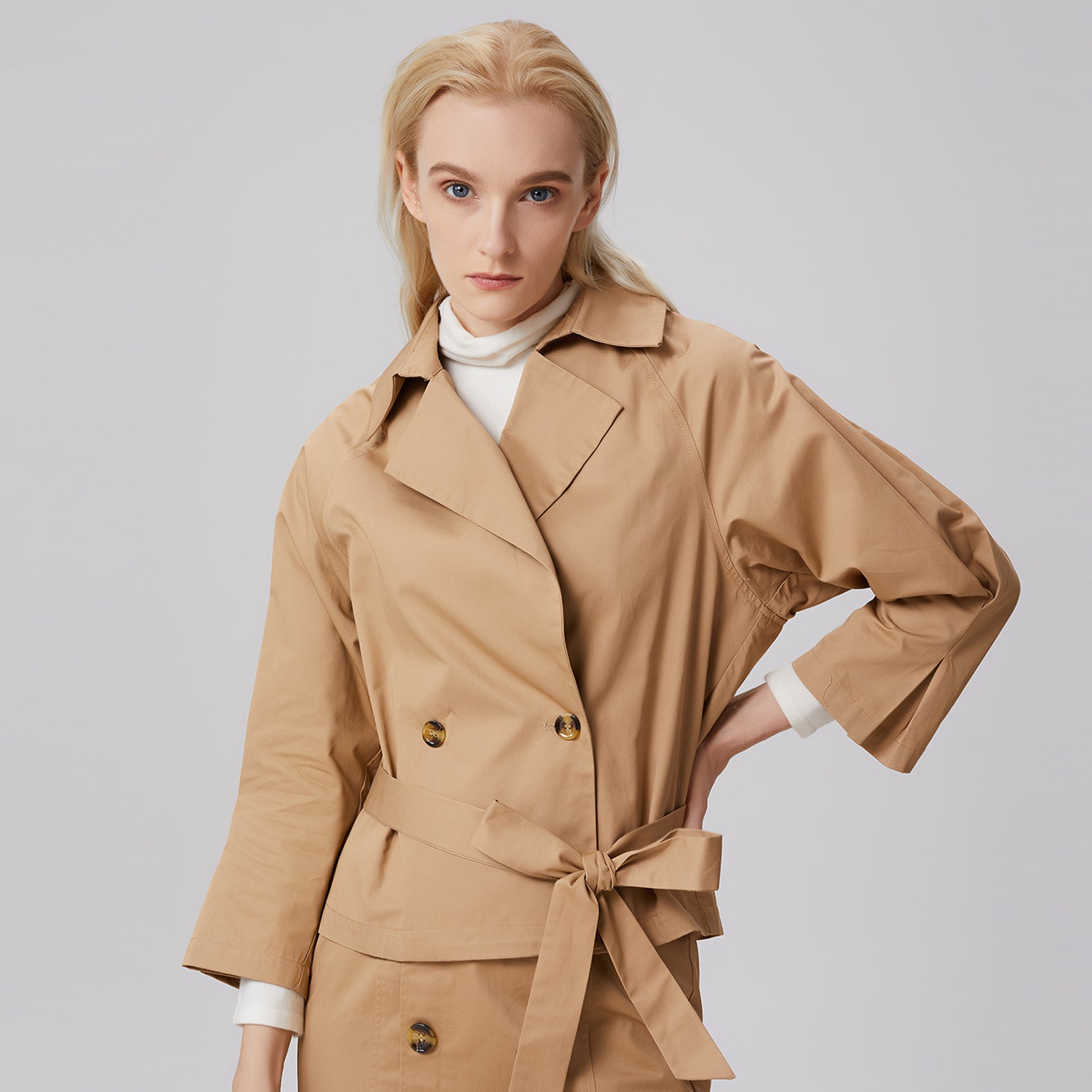 Veste trench en coton à double boutonnage