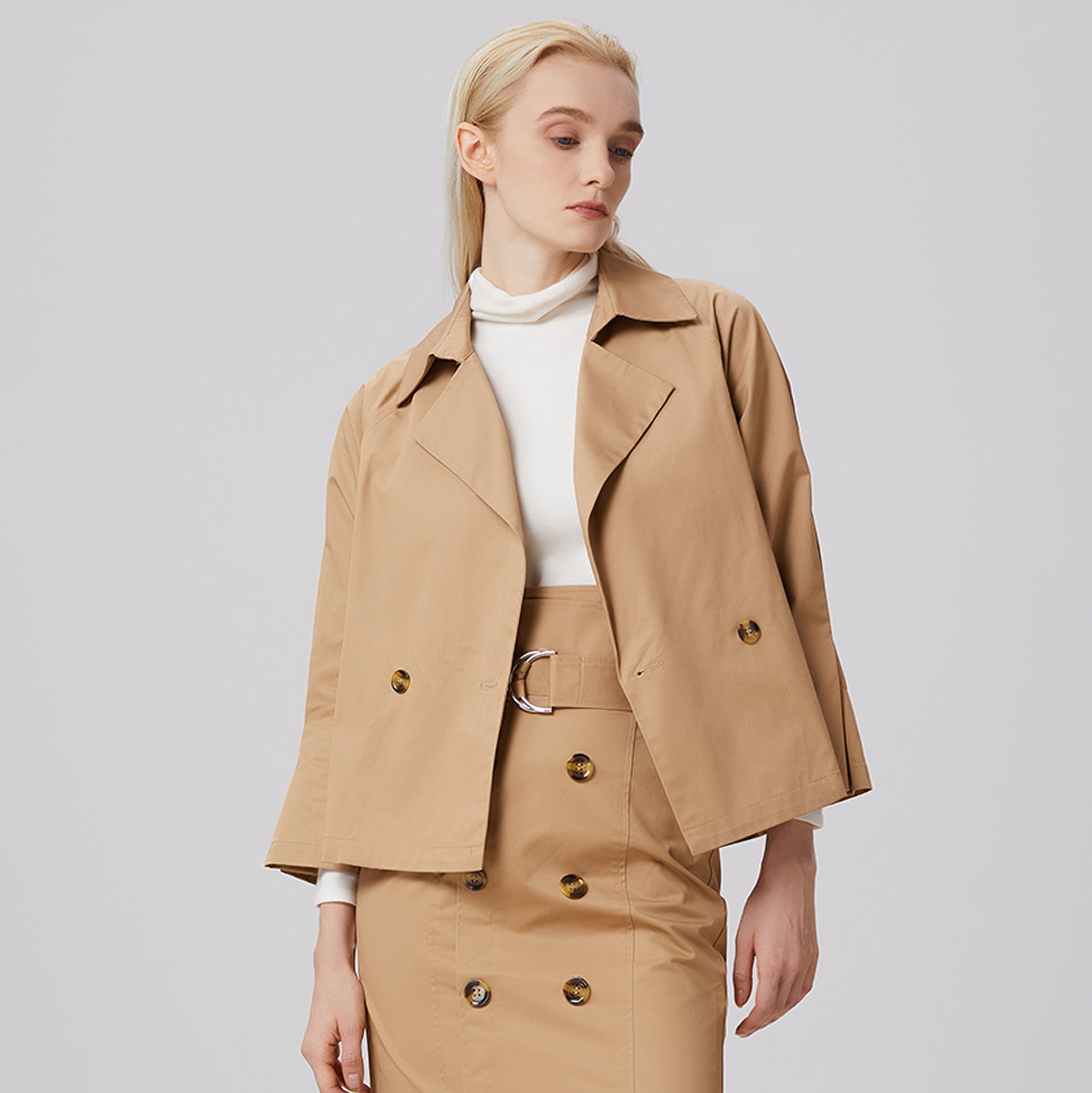 Veste trench en coton à double boutonnage
