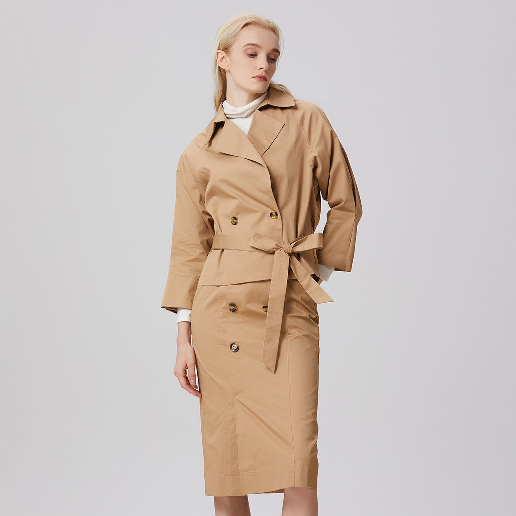 Veste trench en coton à double boutonnage