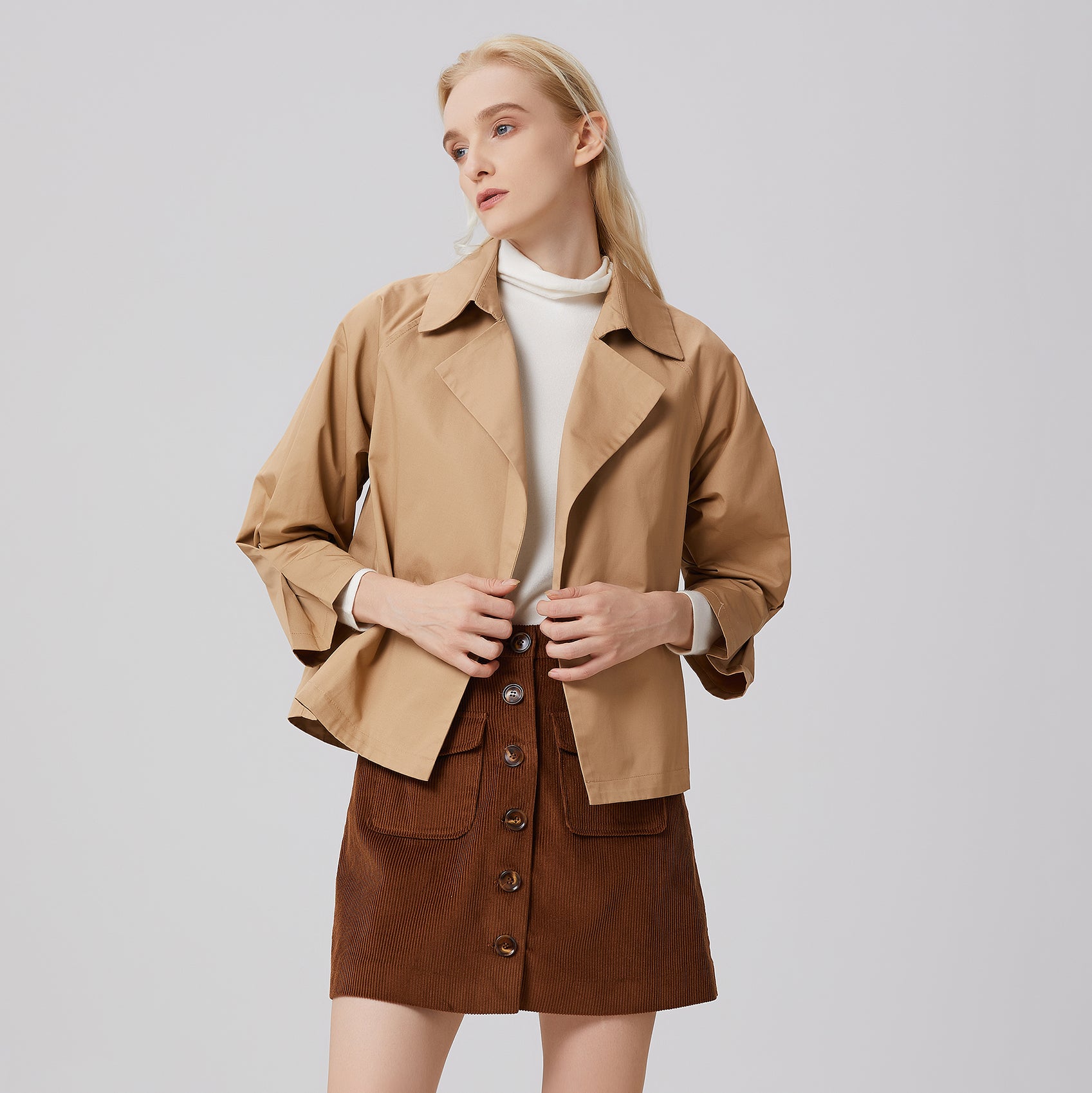 Veste trench en coton à double boutonnage