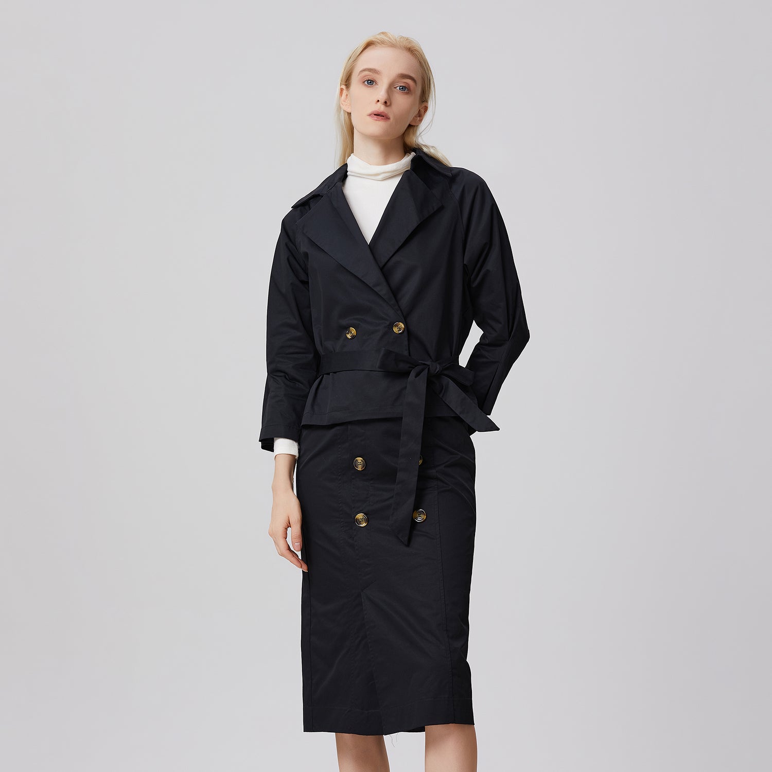 Veste trench en coton à double boutonnage