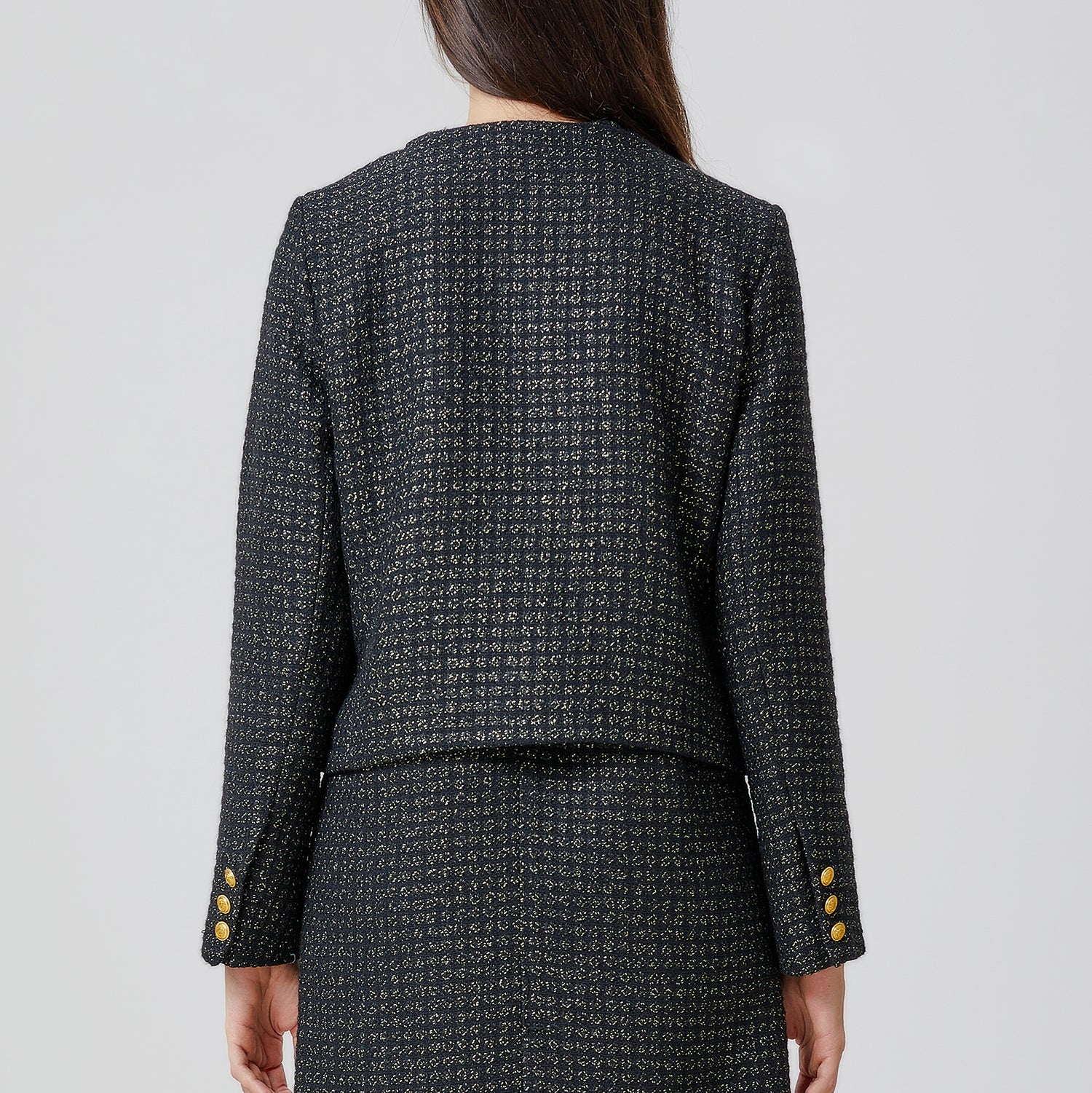 Veste tweed à boutons dorés