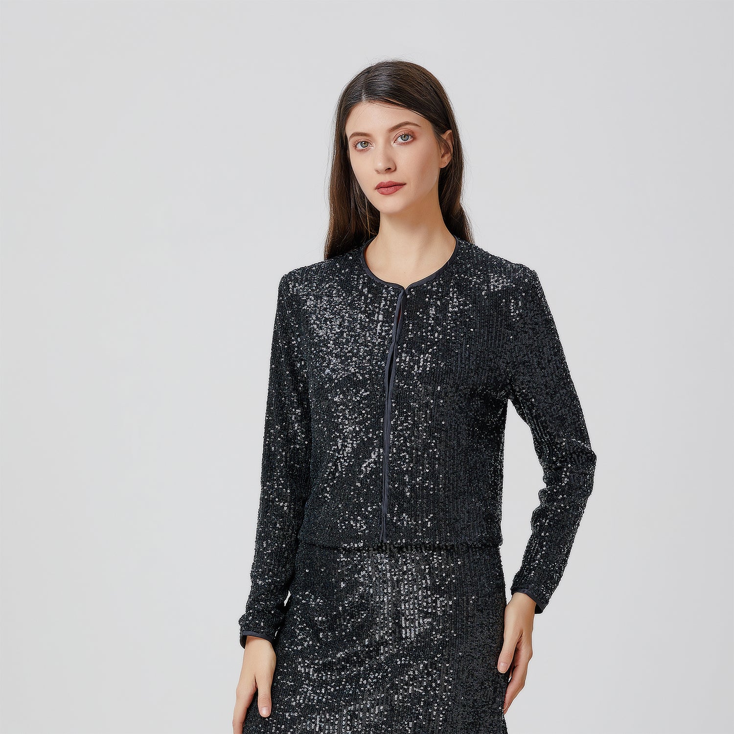 Veste à strass et col rond