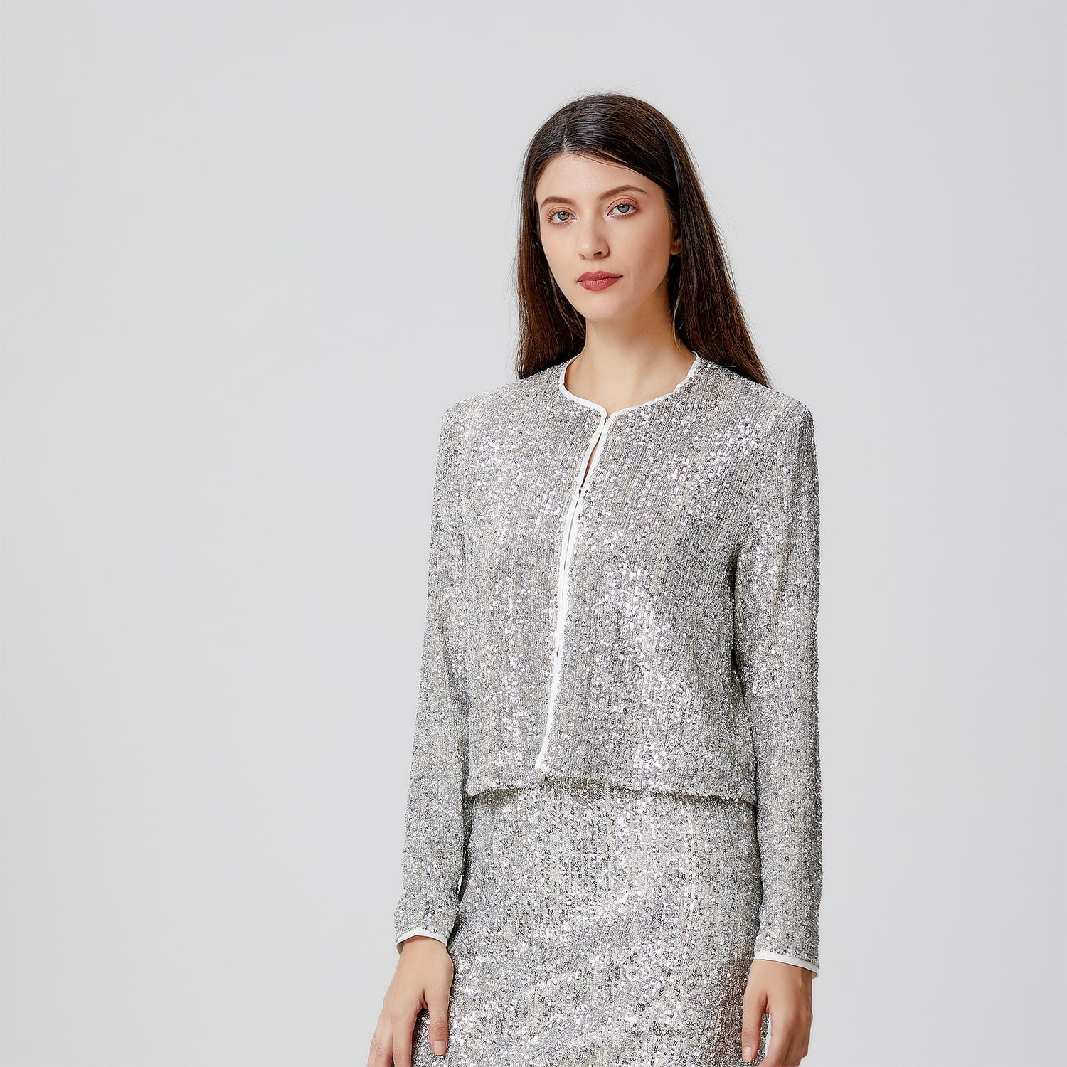 Veste à strass et col rond