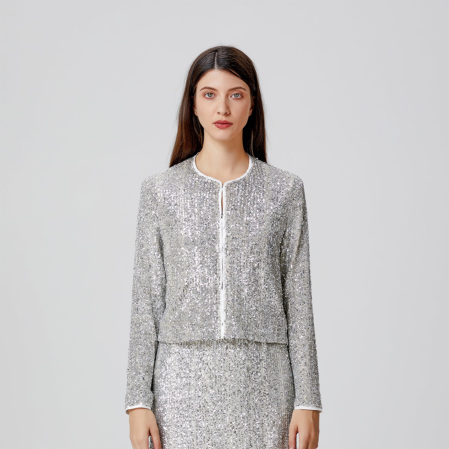Veste à strass et col rond