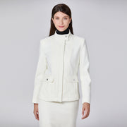 Veste minimaliste à col haut et poches plaquées