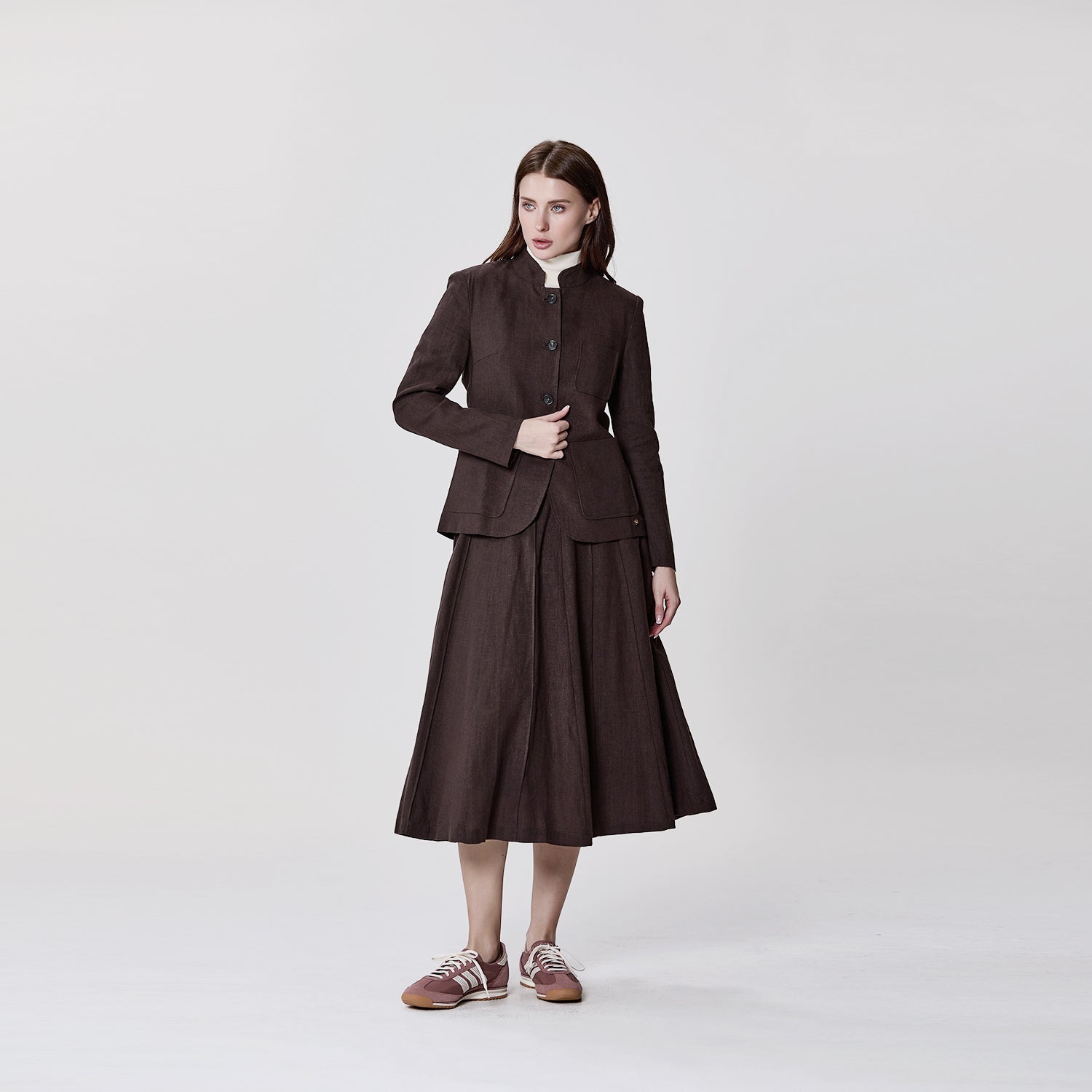 Veste tailleur à col Mao