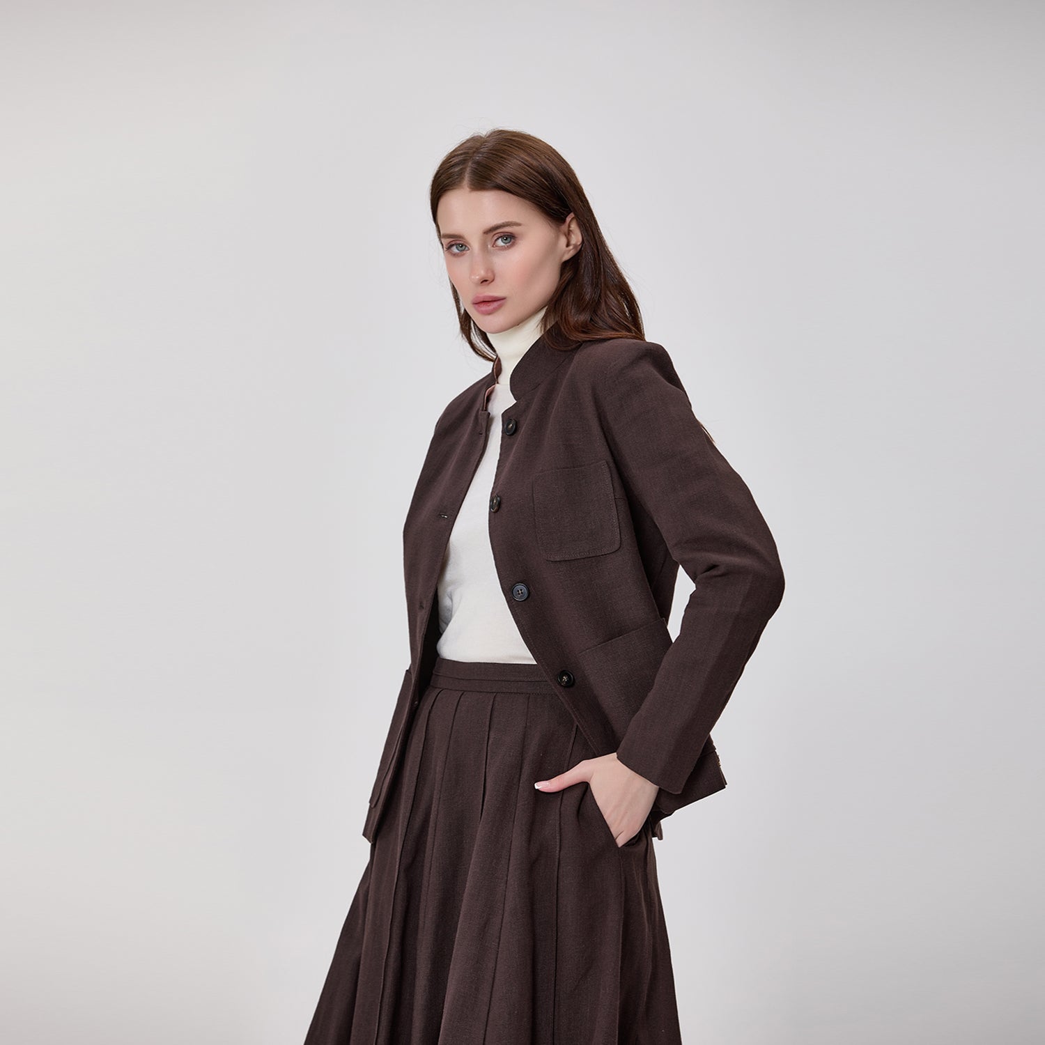 Veste tailleur à col Mao