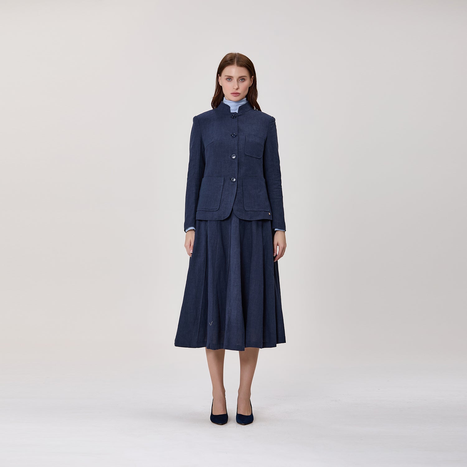 Veste tailleur à col Mao