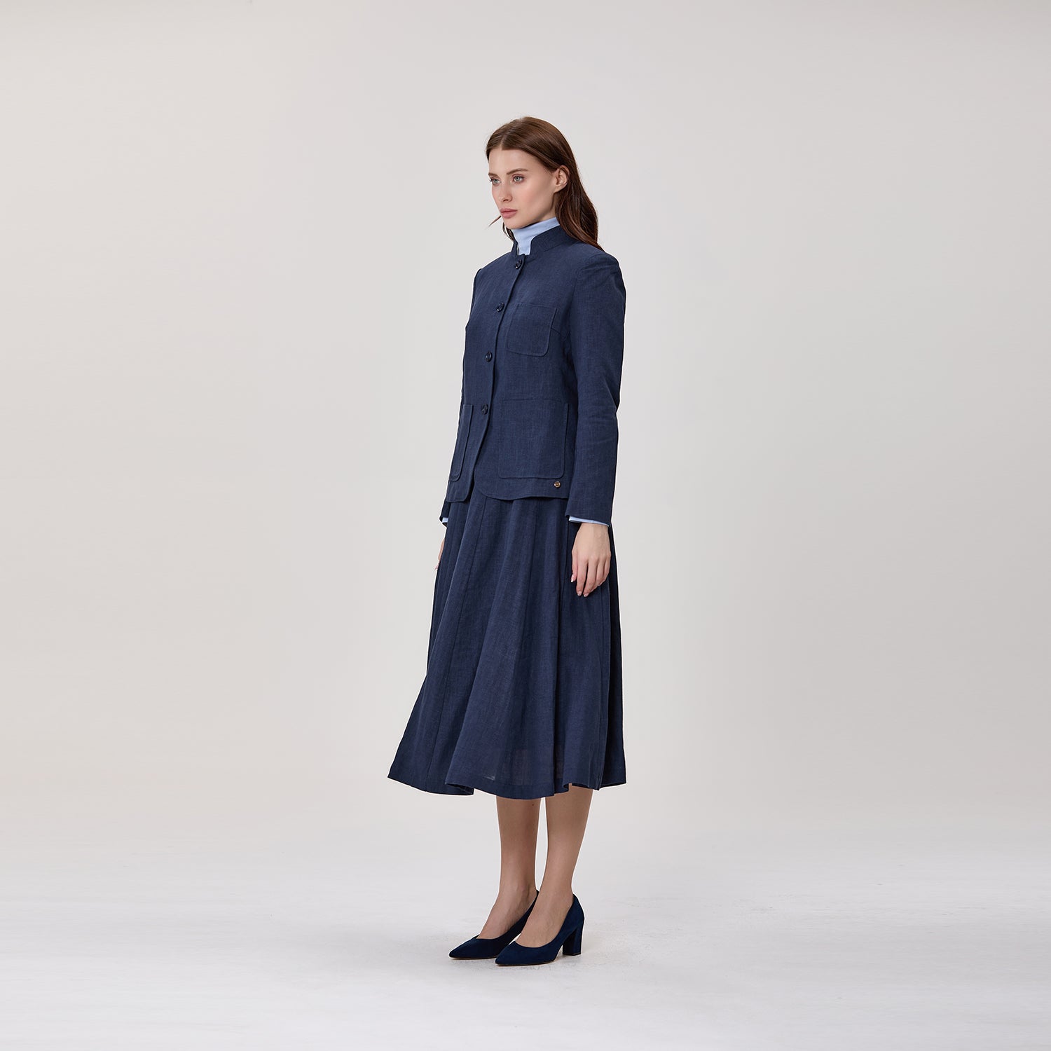 Veste tailleur à col Mao