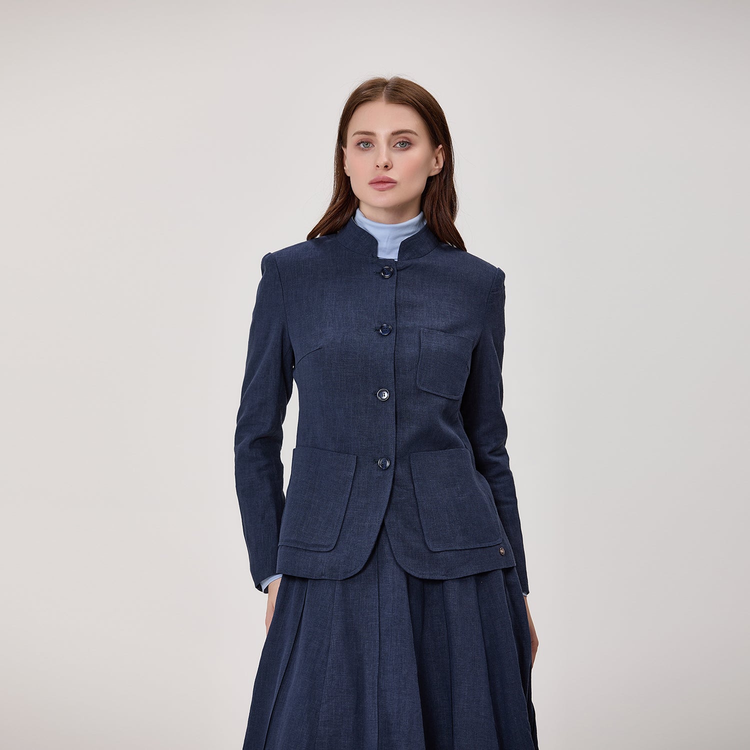 Veste tailleur à col Mao