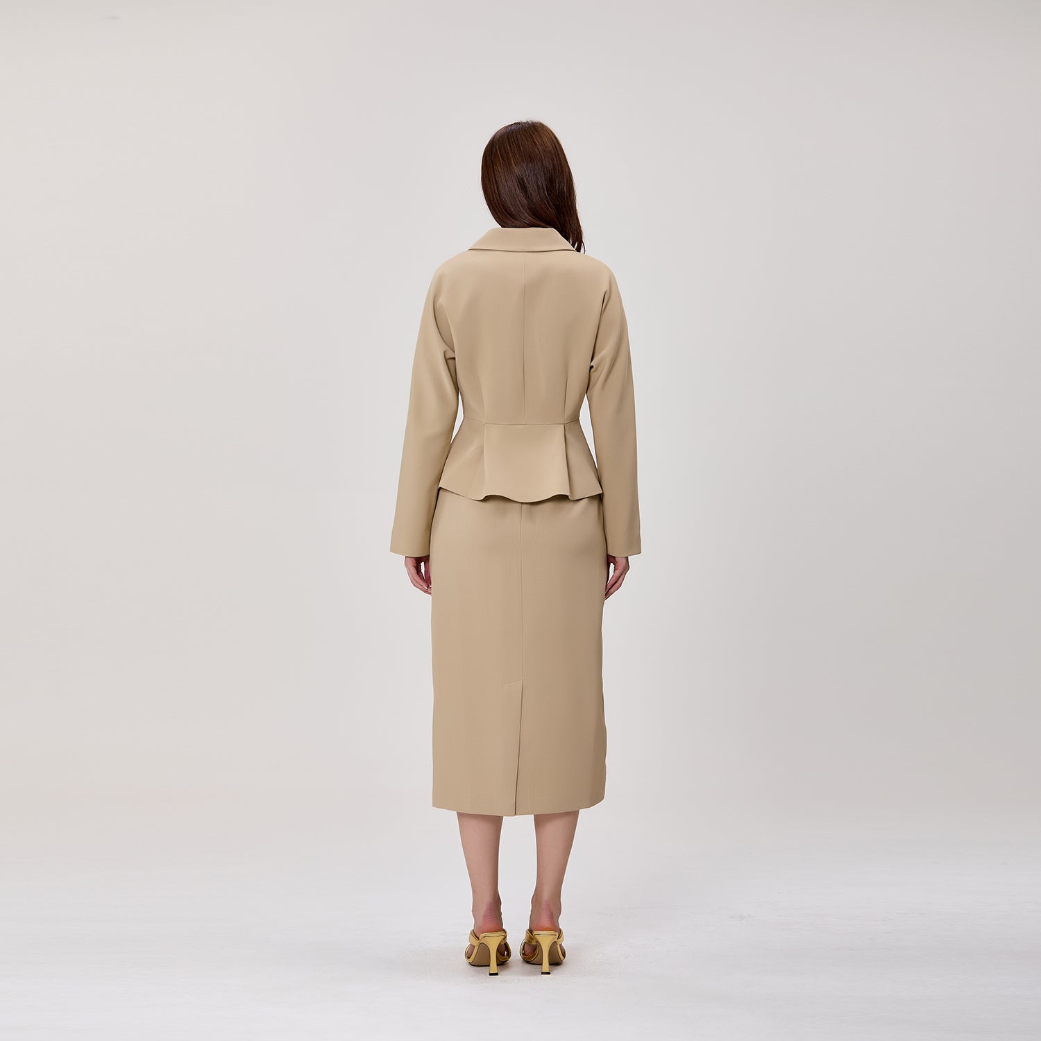 Blazer Ajusté à Double Boutonnage et Basque