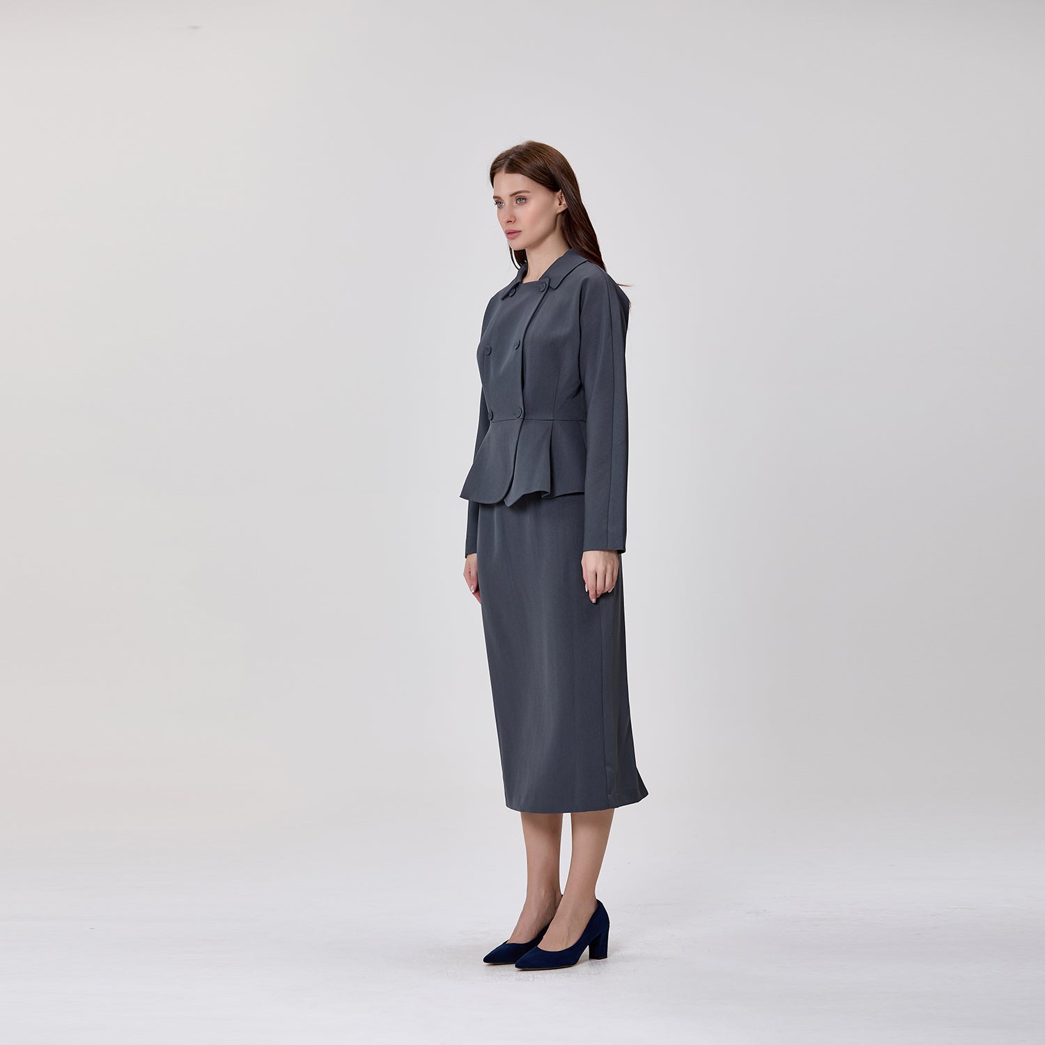 Blazer Ajusté à Double Boutonnage et Basque