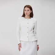 Veste tailleur texturée à boutons bijoux